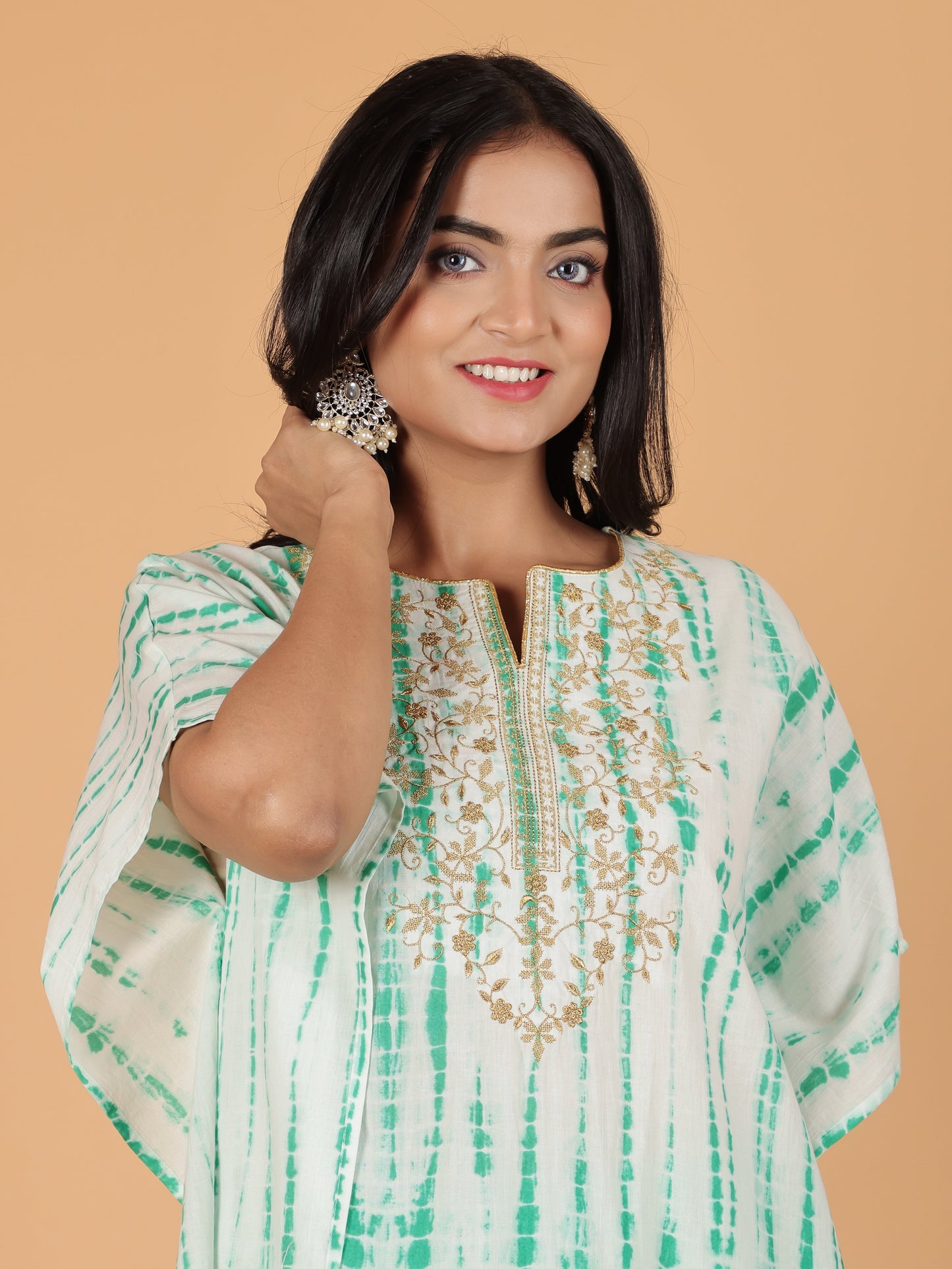 Soft Cotton Tie-Dye Kaftan White Kurta