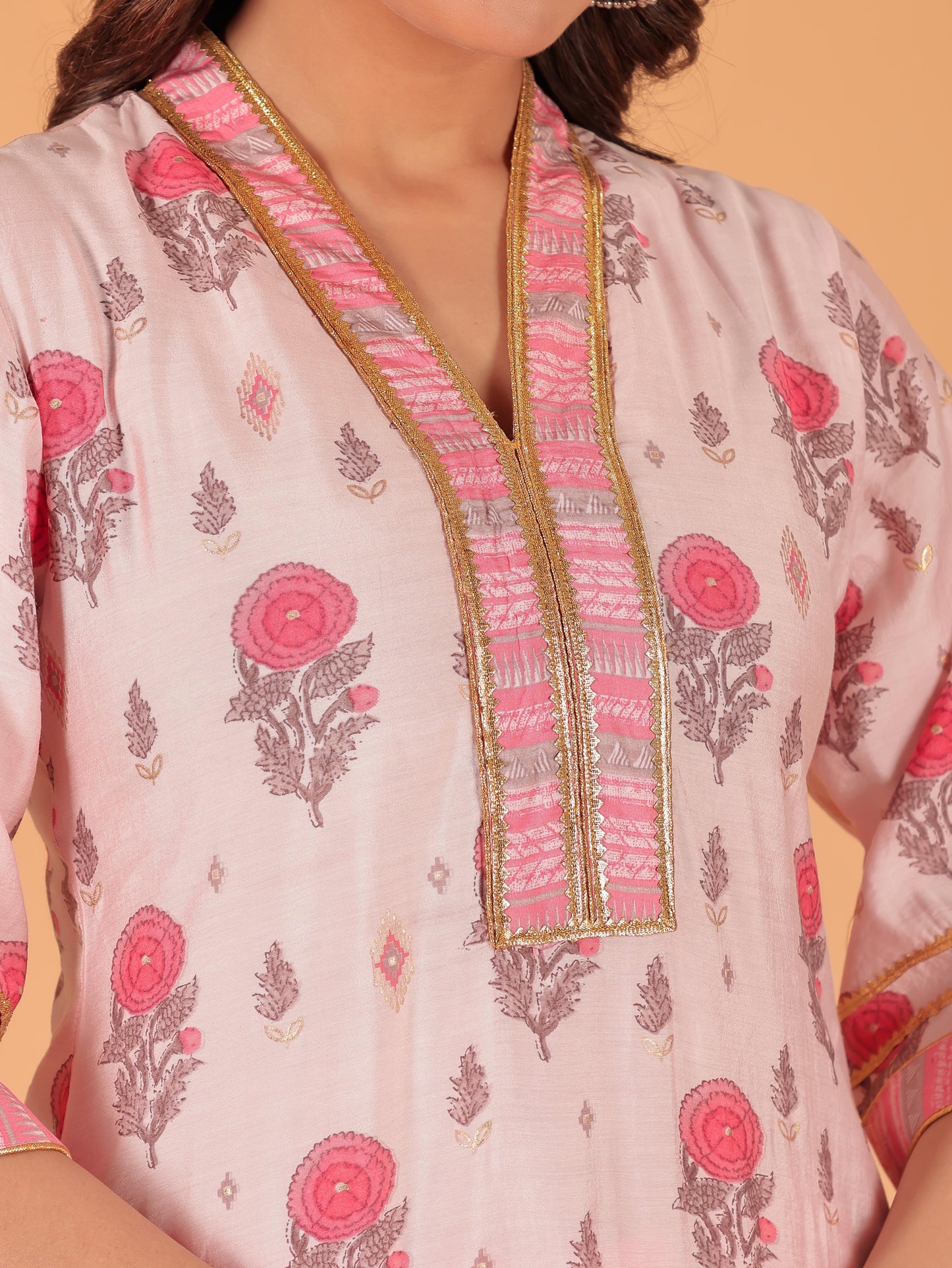 Muslin Gold foil Kurta