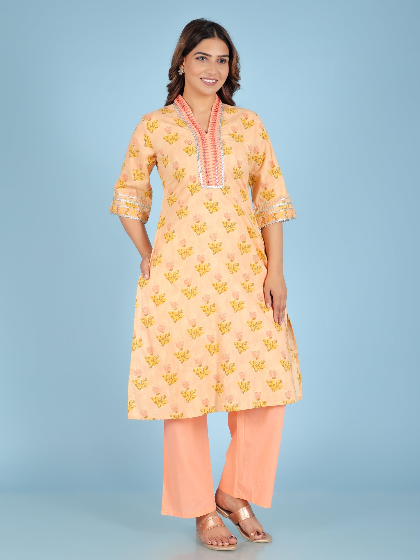 Soft Cotton Floral Kurta