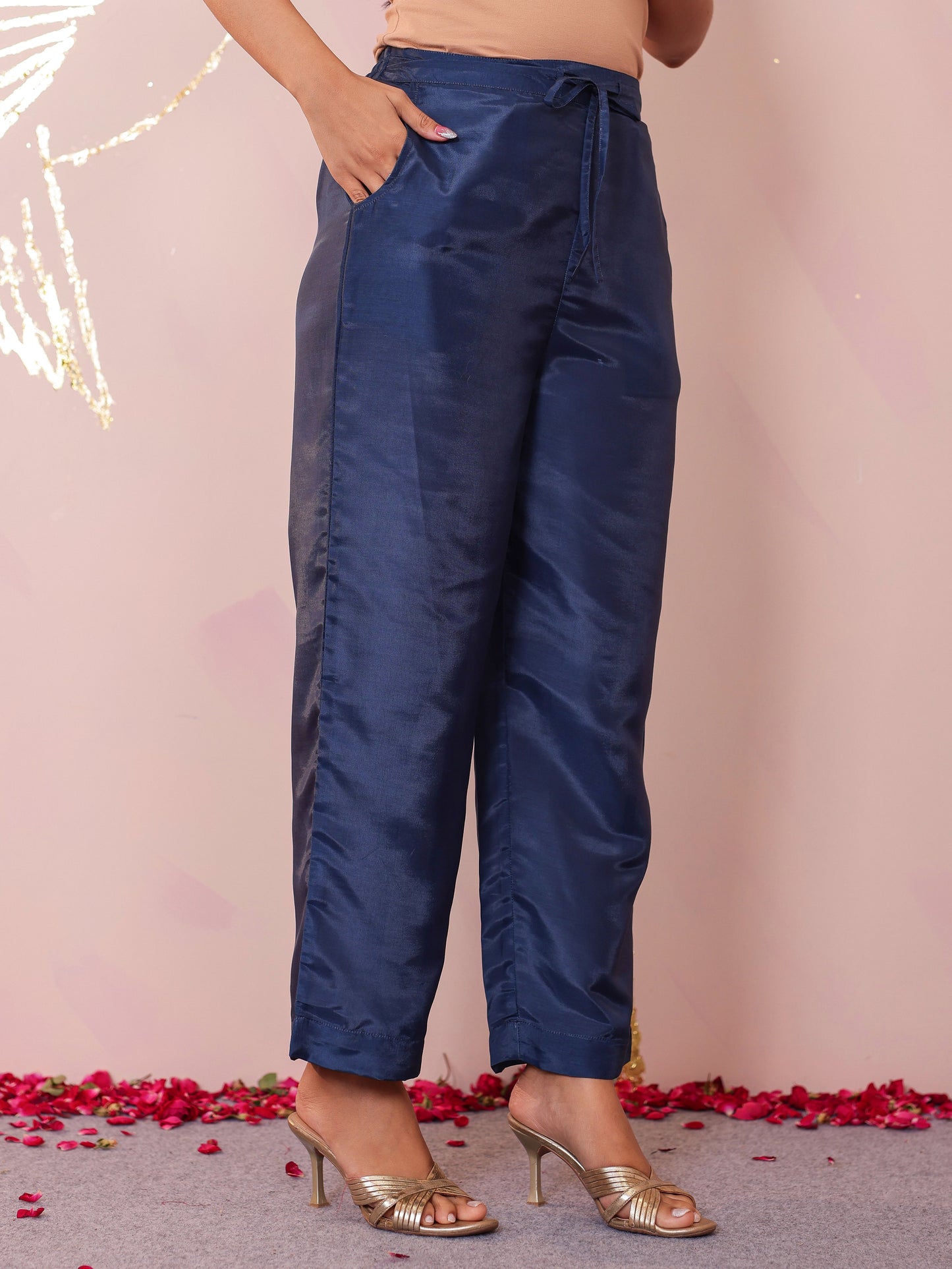 Embroidered Blended Silk Solid Straight Grey Kurta