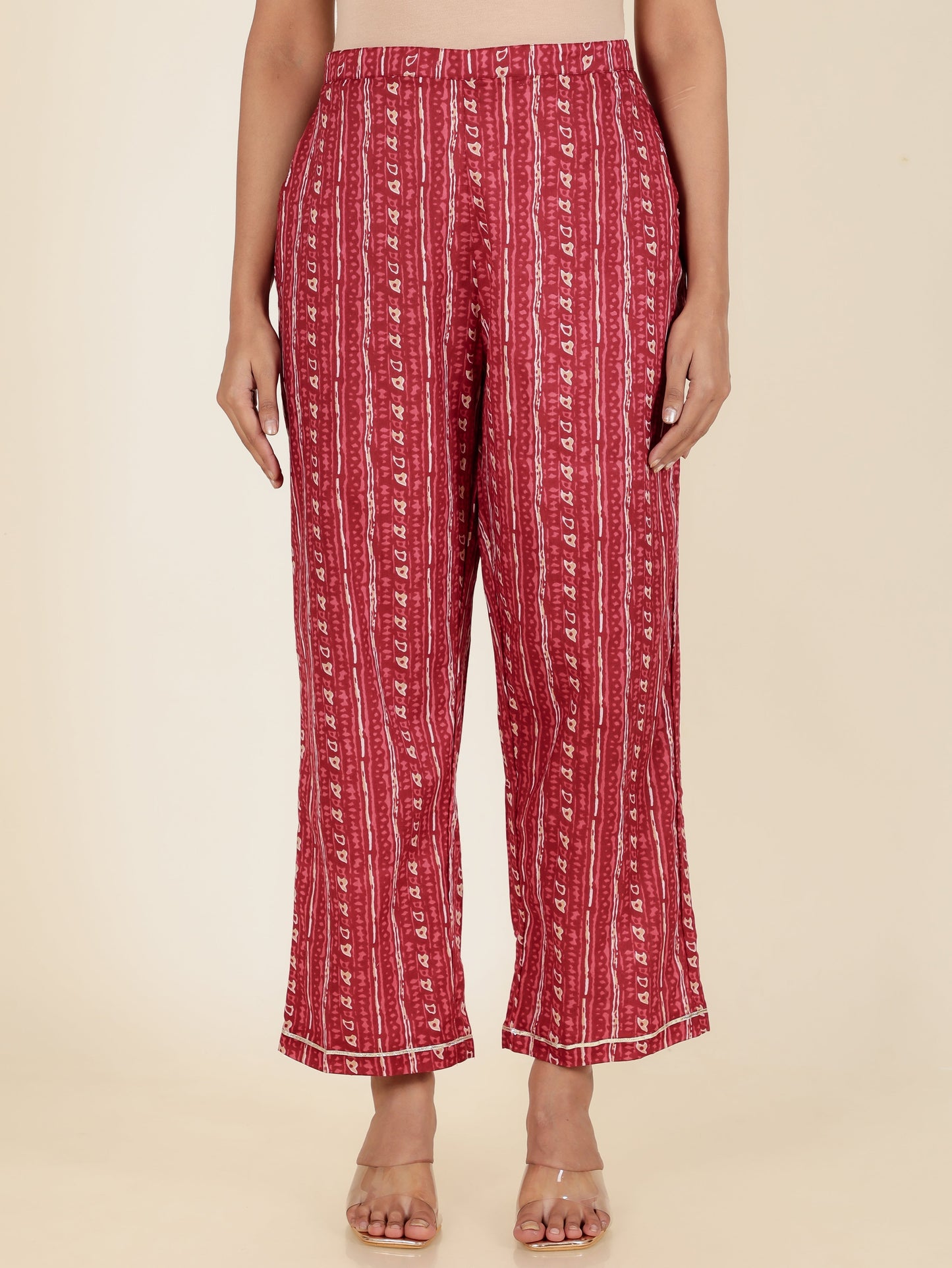 Soft Cotton Ikat Straight Maroon Kurta