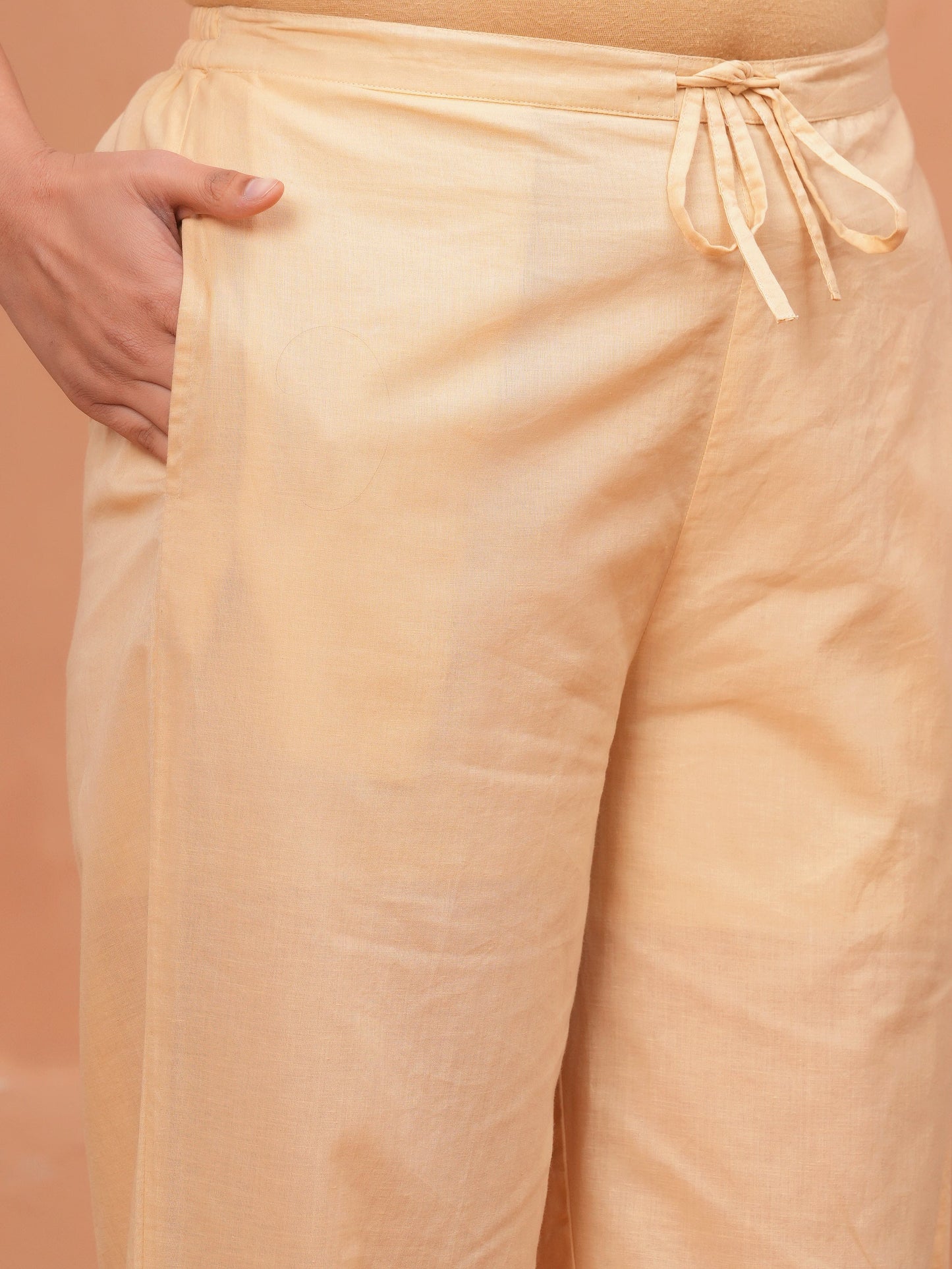 Embroidered Blended Silk Solid Straight Pink Kurta