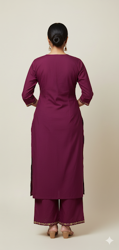 Embroidered Roman silk Flared Kurta