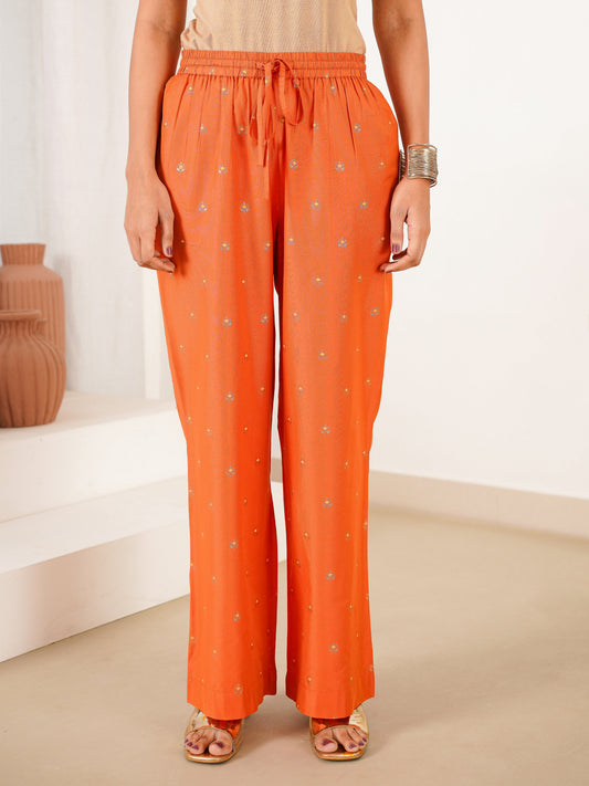 Blended Silk Butti Orange Palazzo