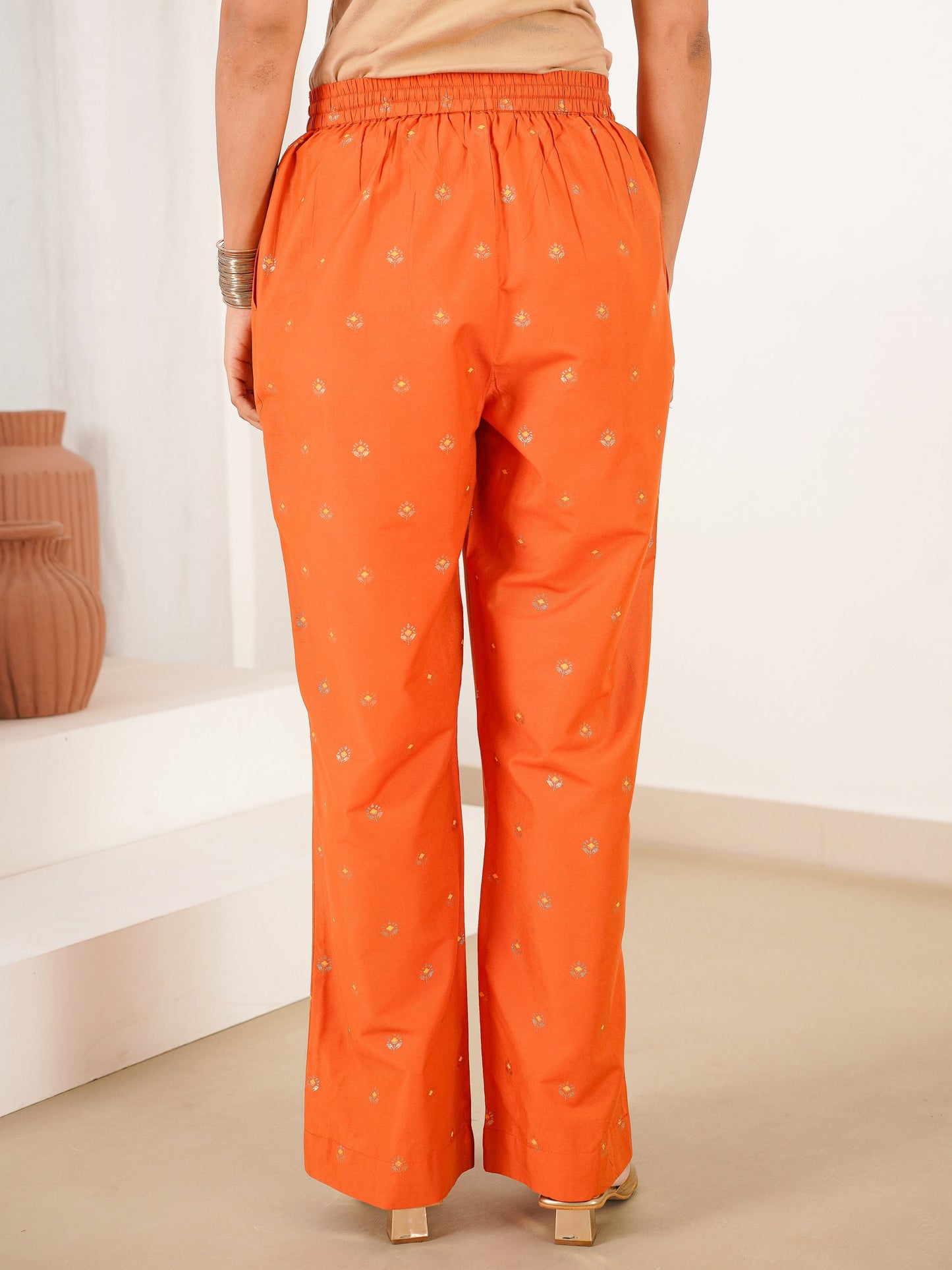 Blended Silk Butti Orange Palazzo