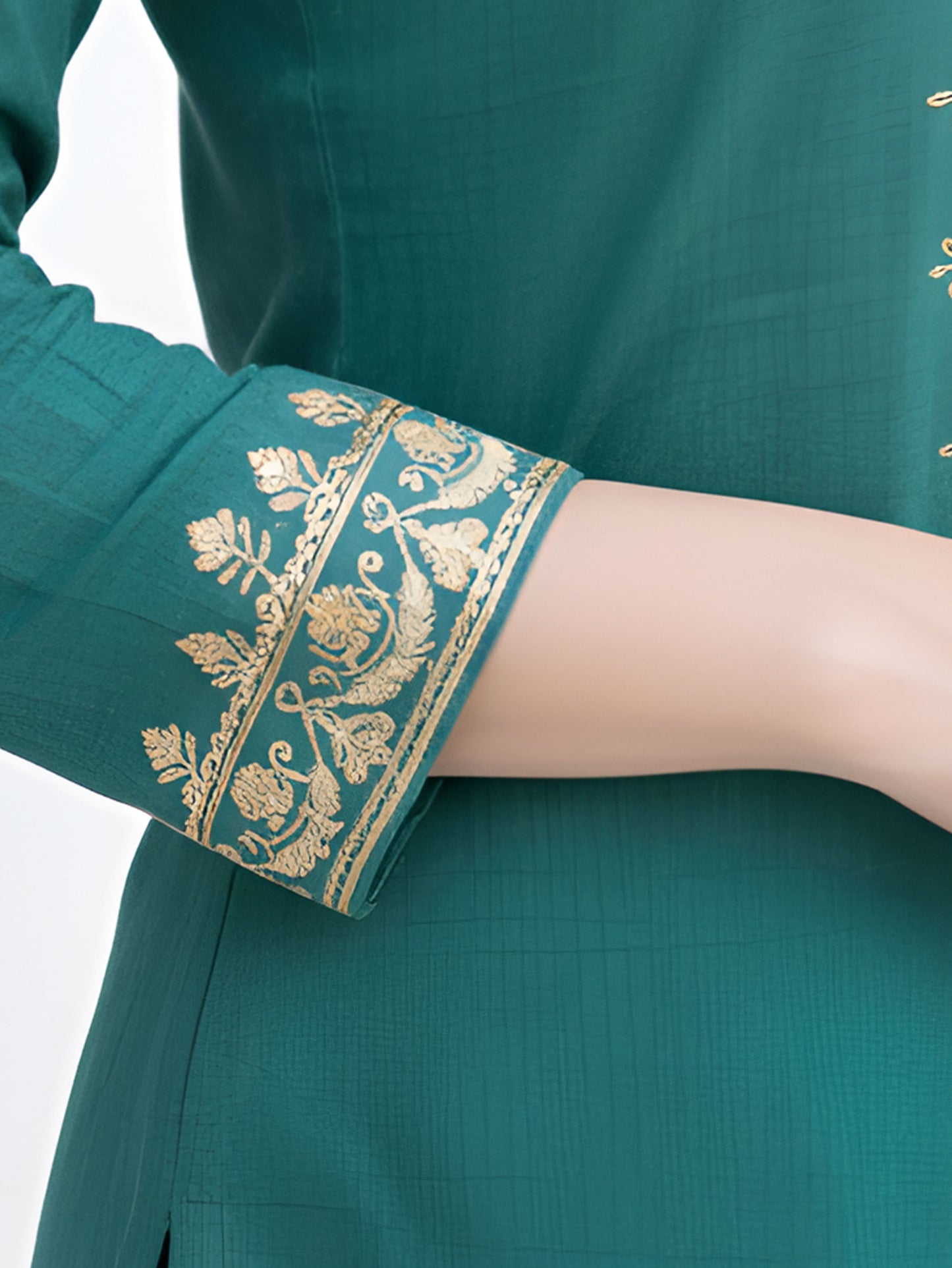 Embroidered Cotton Slub Solid Straight Blue Kurta