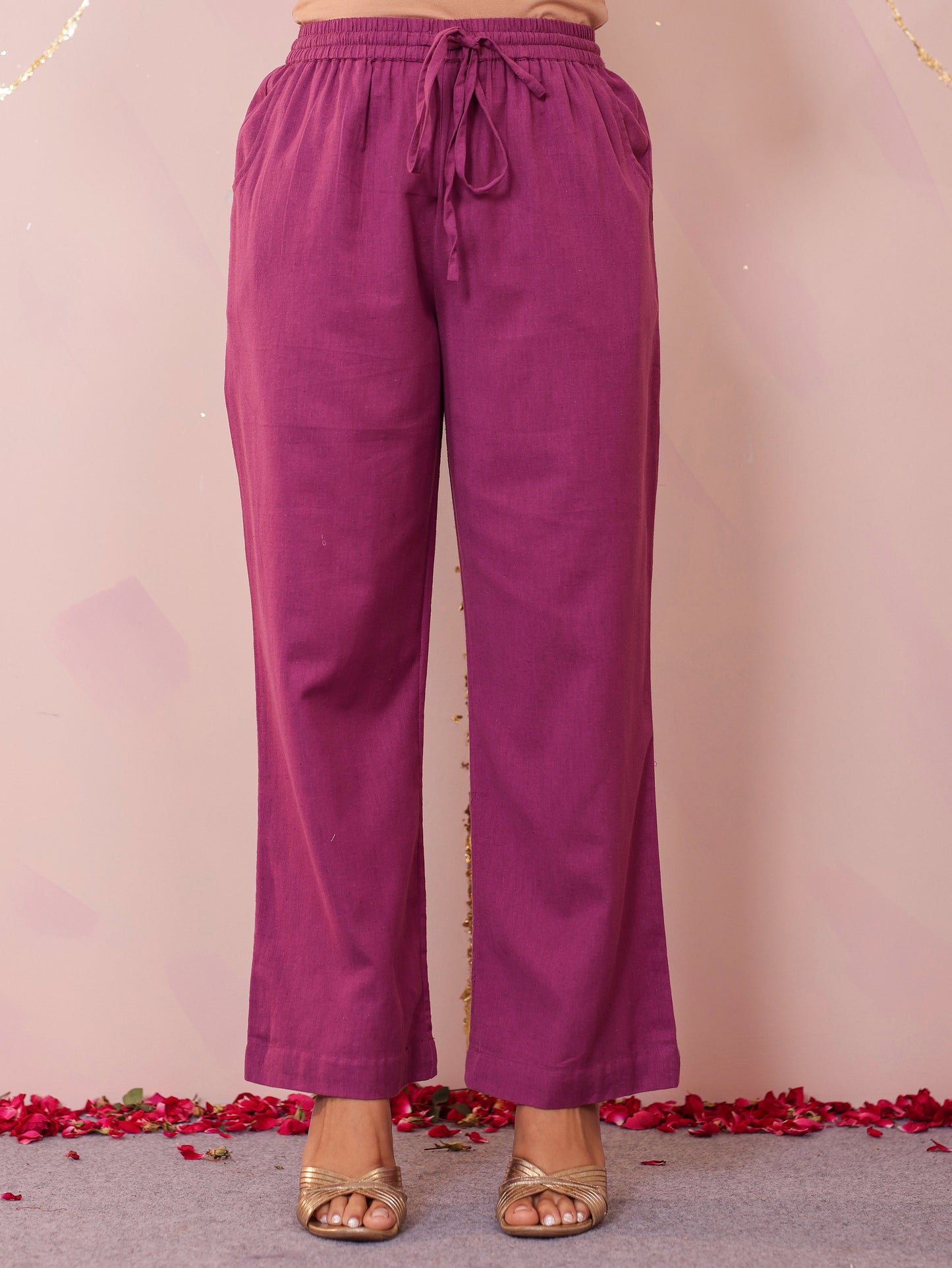 Soft Cotton Solid Purple Palazzo