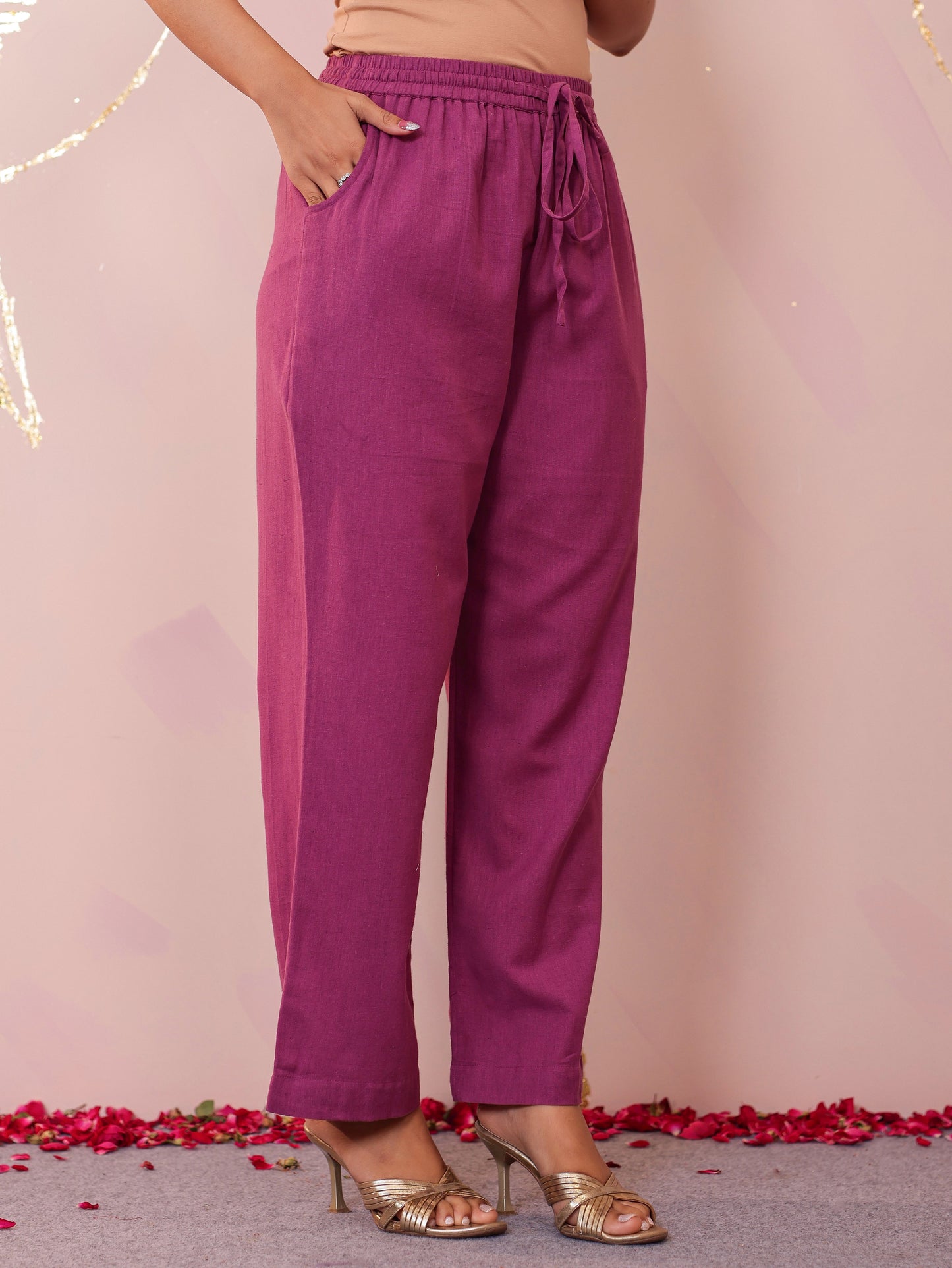 Soft Cotton Solid Purple Palazzo