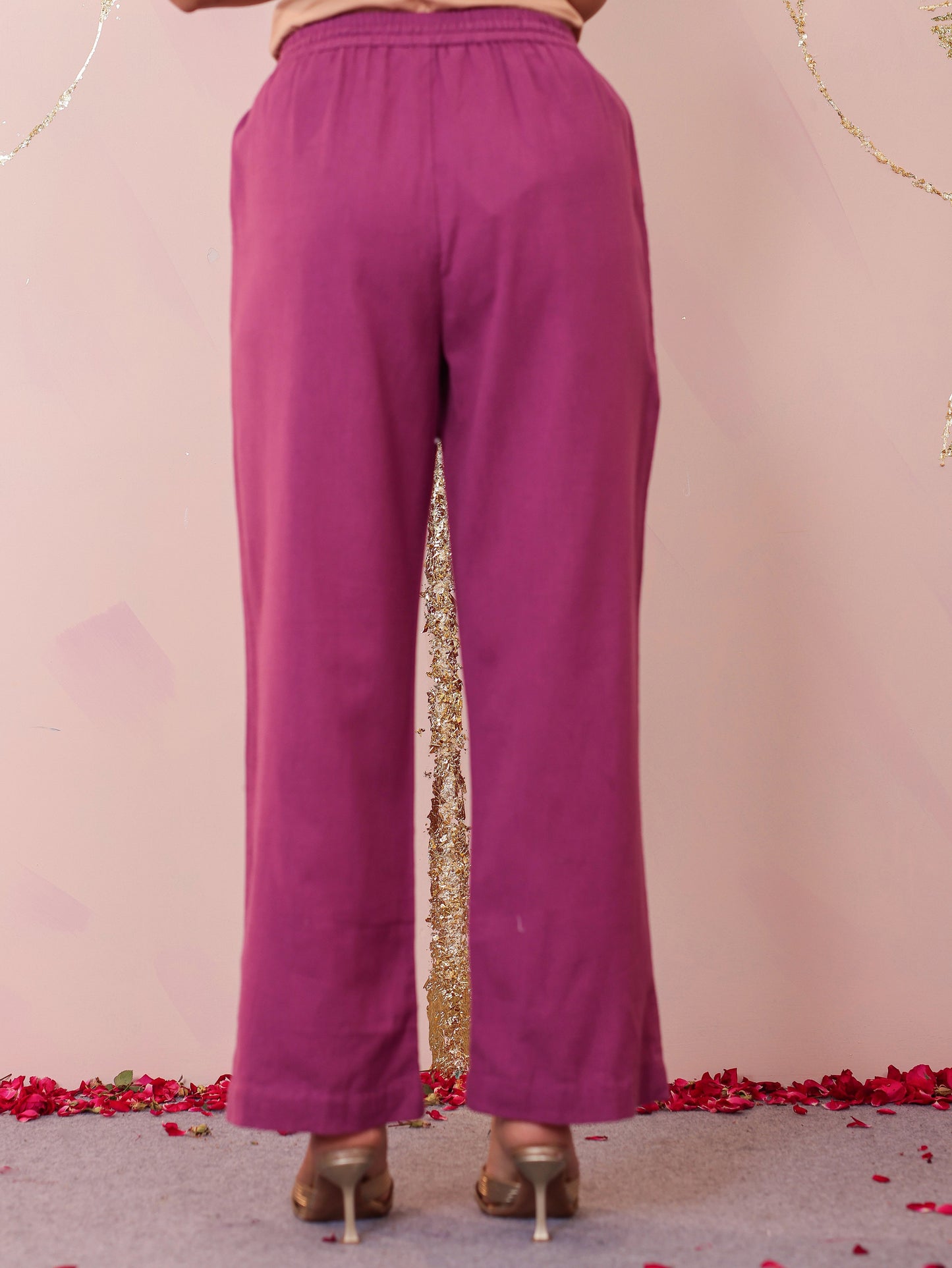 Soft Cotton Solid Purple Palazzo