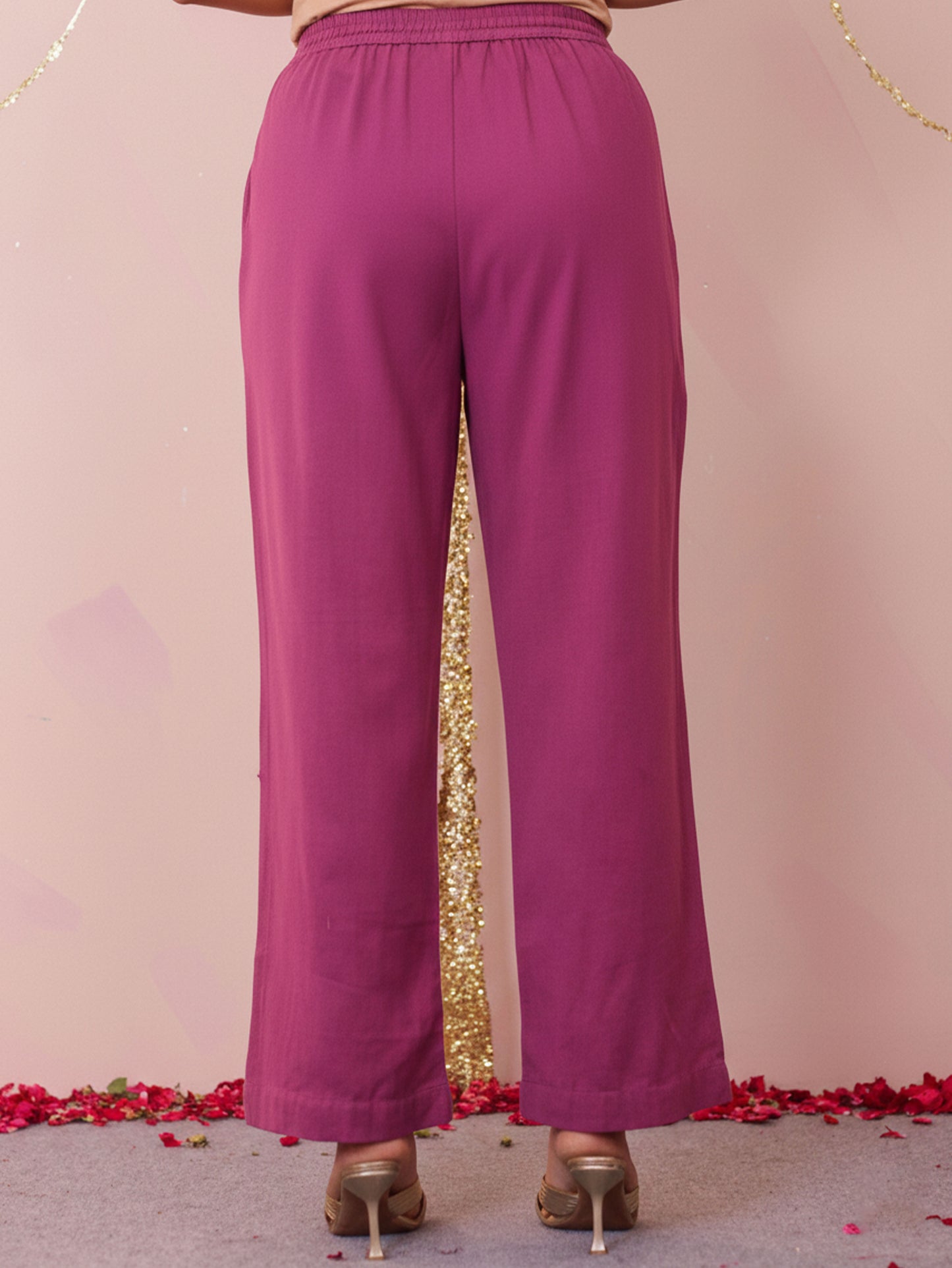 Embroidered Soft Cotton Solid Straight Purple Kurta