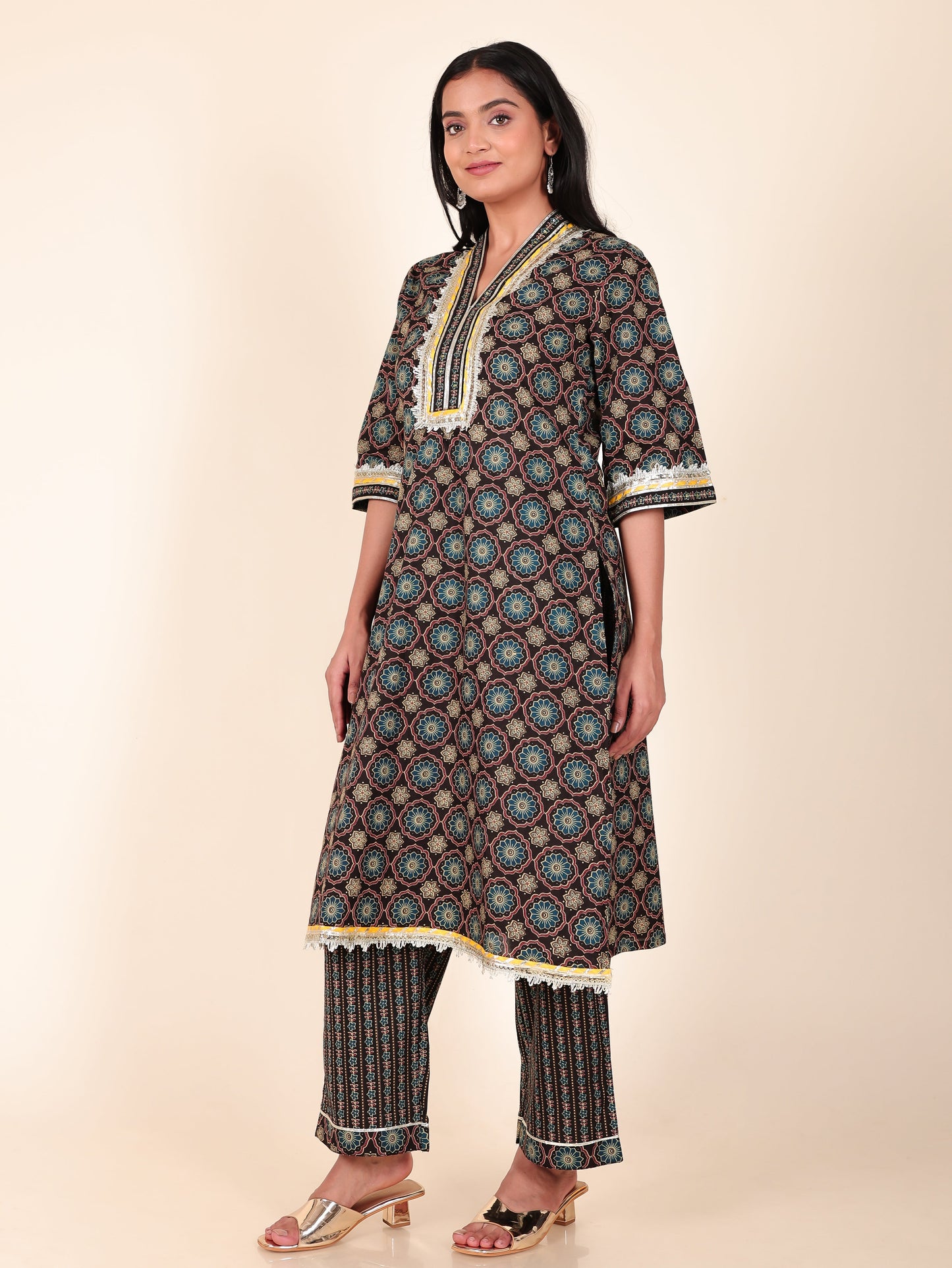 Soft Cotton Geometric Kurta