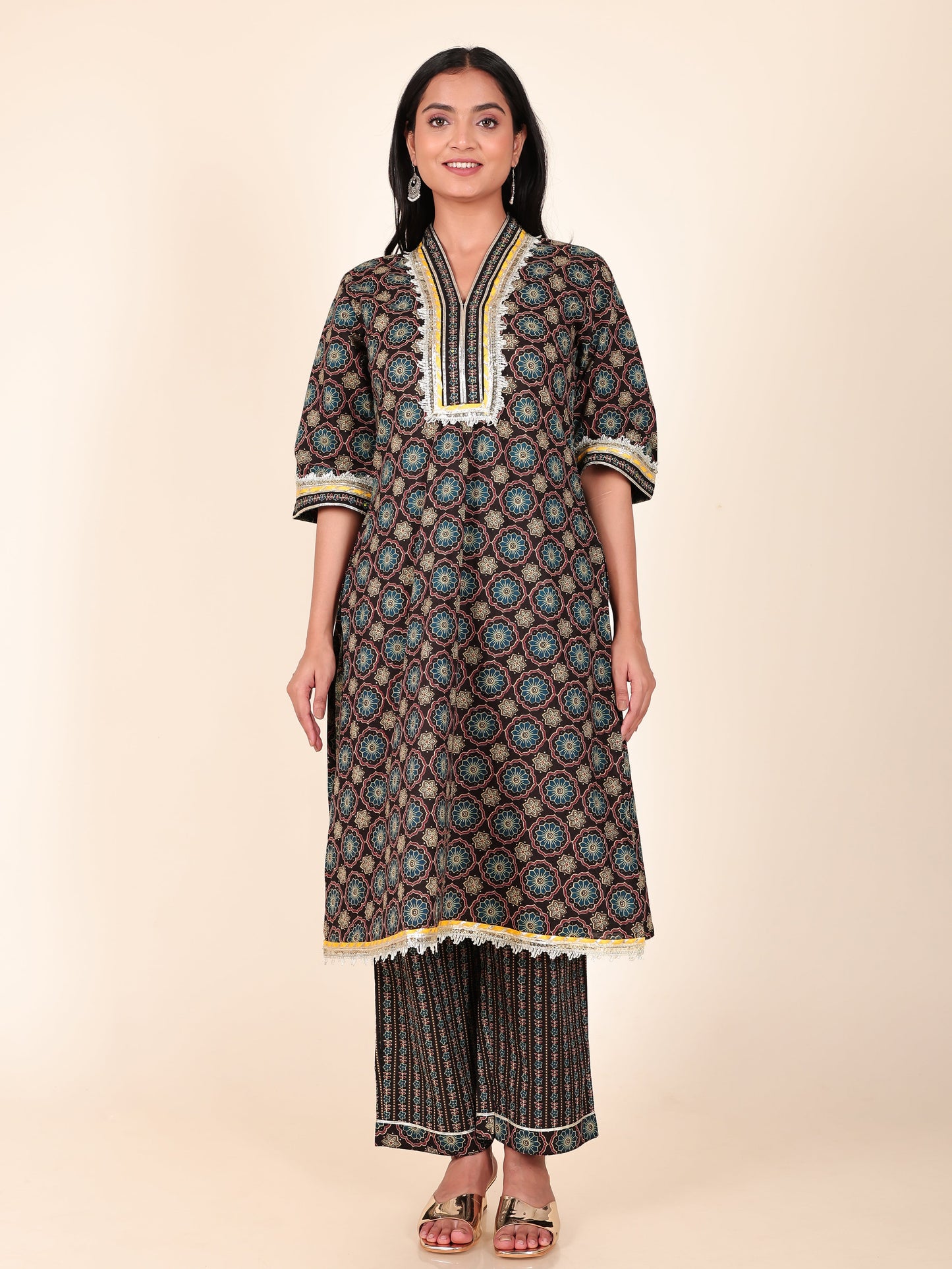 Soft Cotton Geometric Kurta