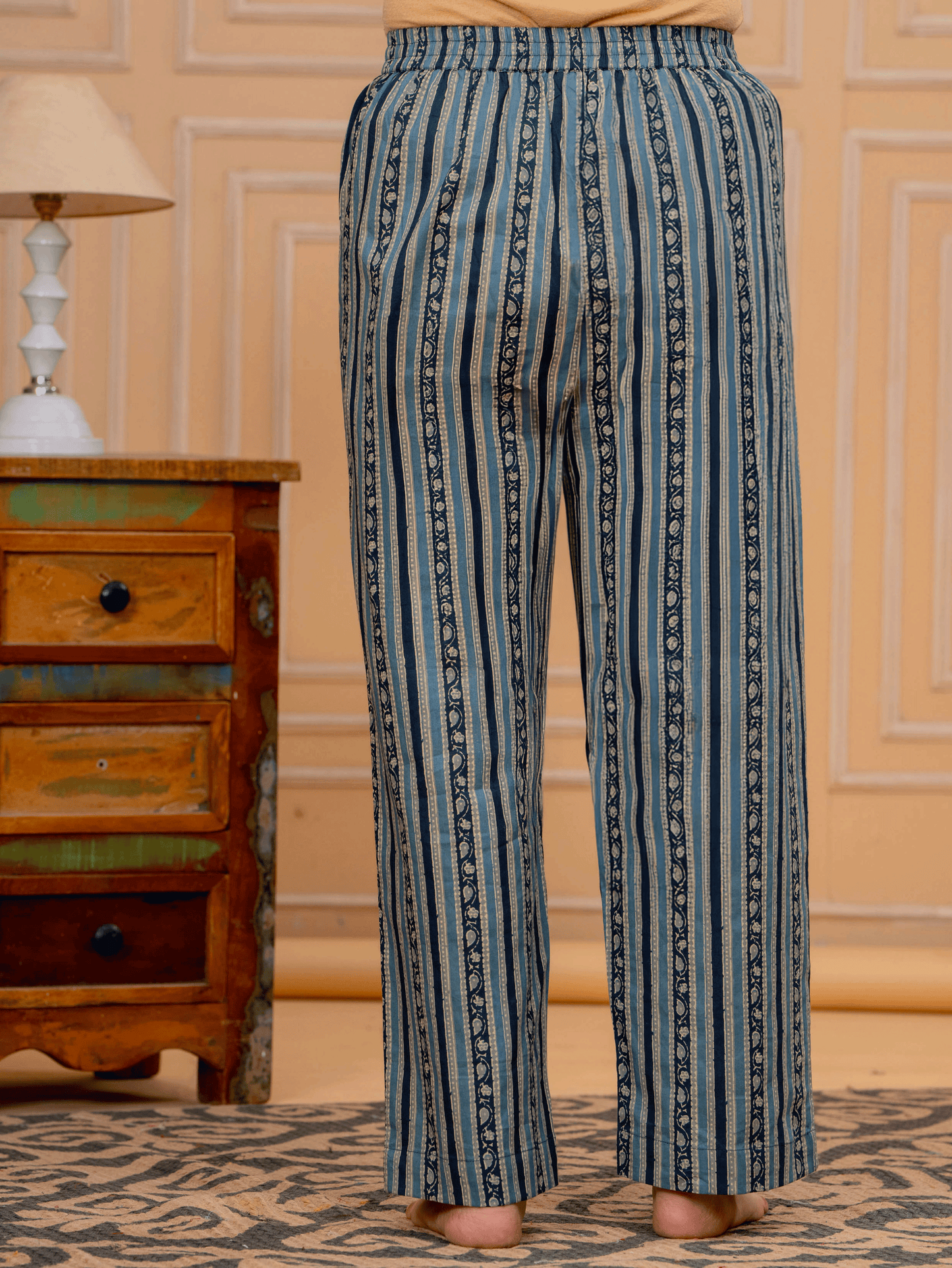 Soft Cotton Butti Straight Blue Top