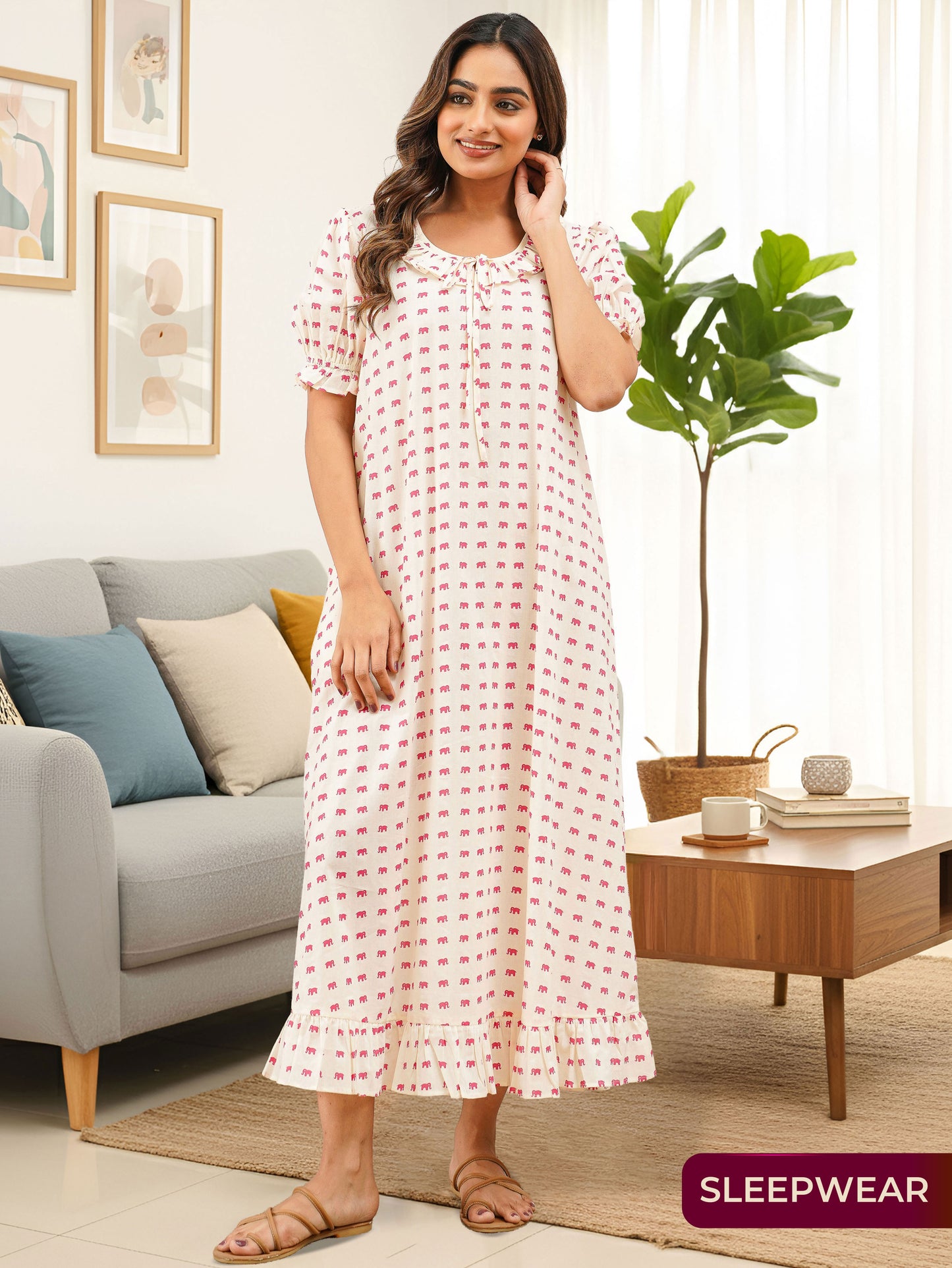Soft Cotton Flared Off White Nighty