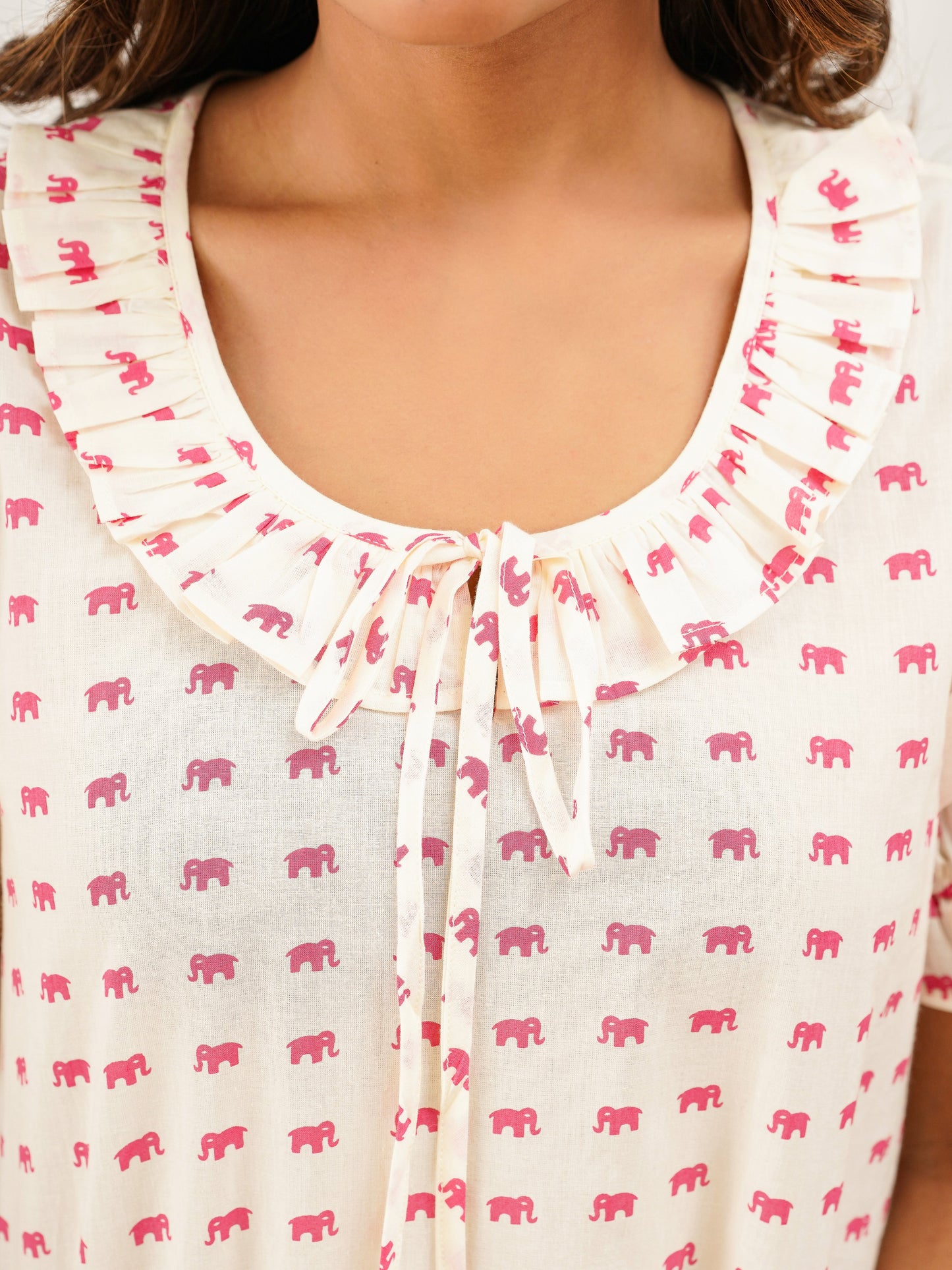 Soft Cotton Flared Off White Nighty