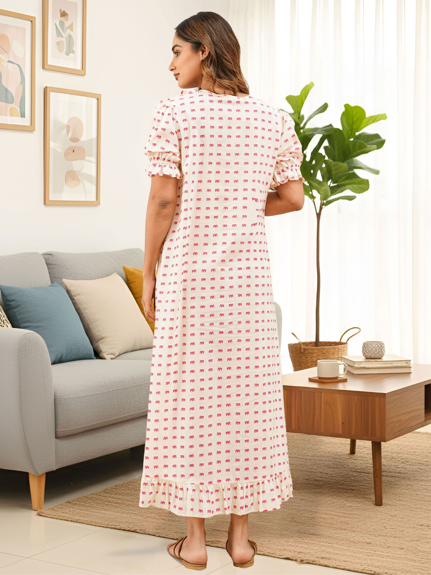 Soft Cotton Flared Off White Nighty