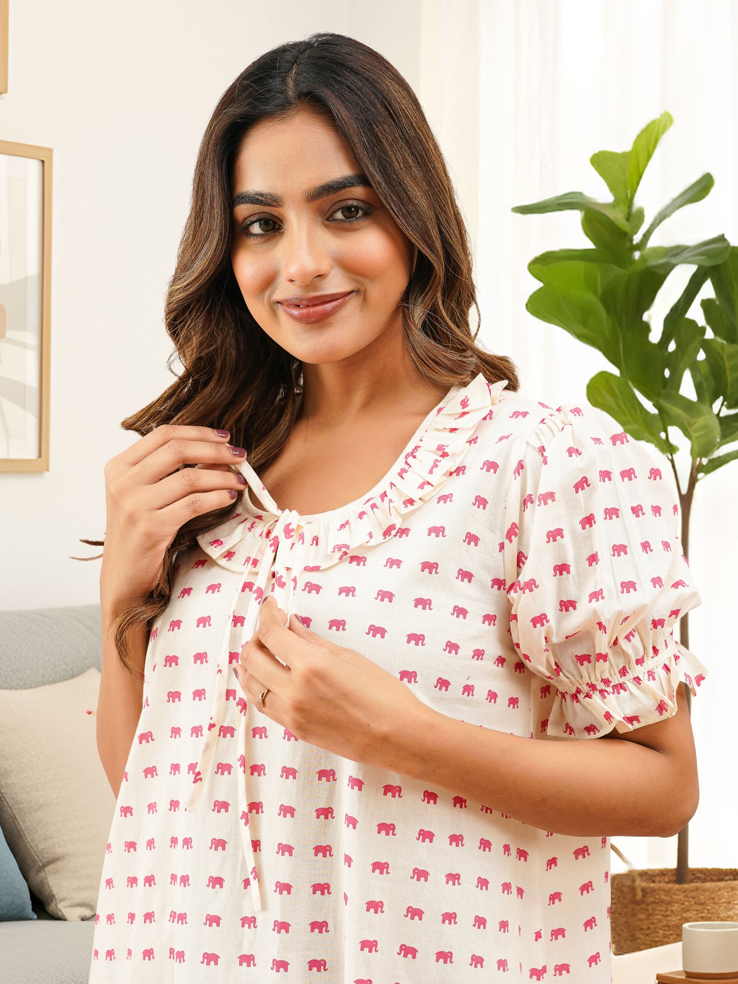 Soft Cotton Flared Off White Nighty