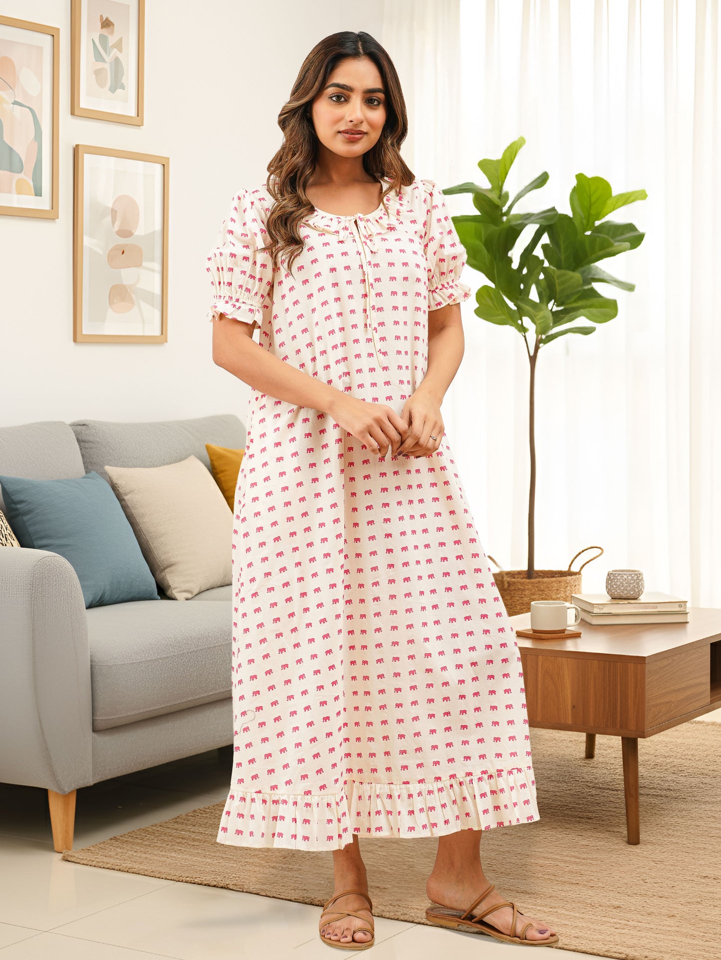 Soft Cotton Flared Off White Nighty