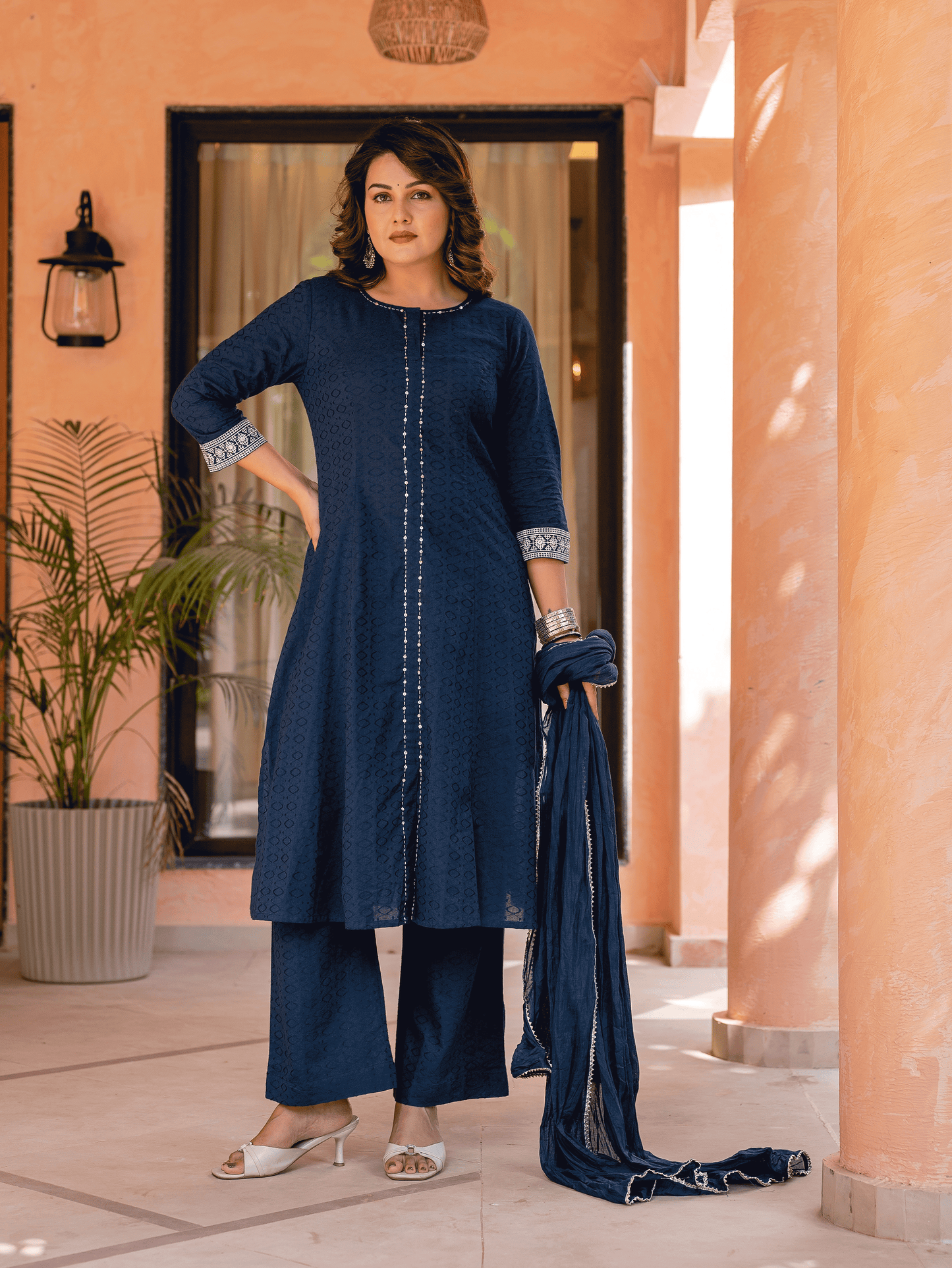 Cotton Voile Solid Blue Dupatta