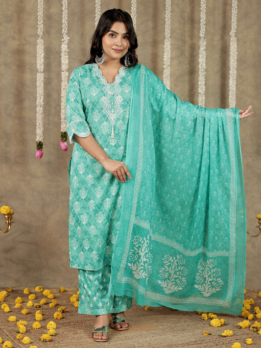 Cotton Voile Butti Green Dupatta