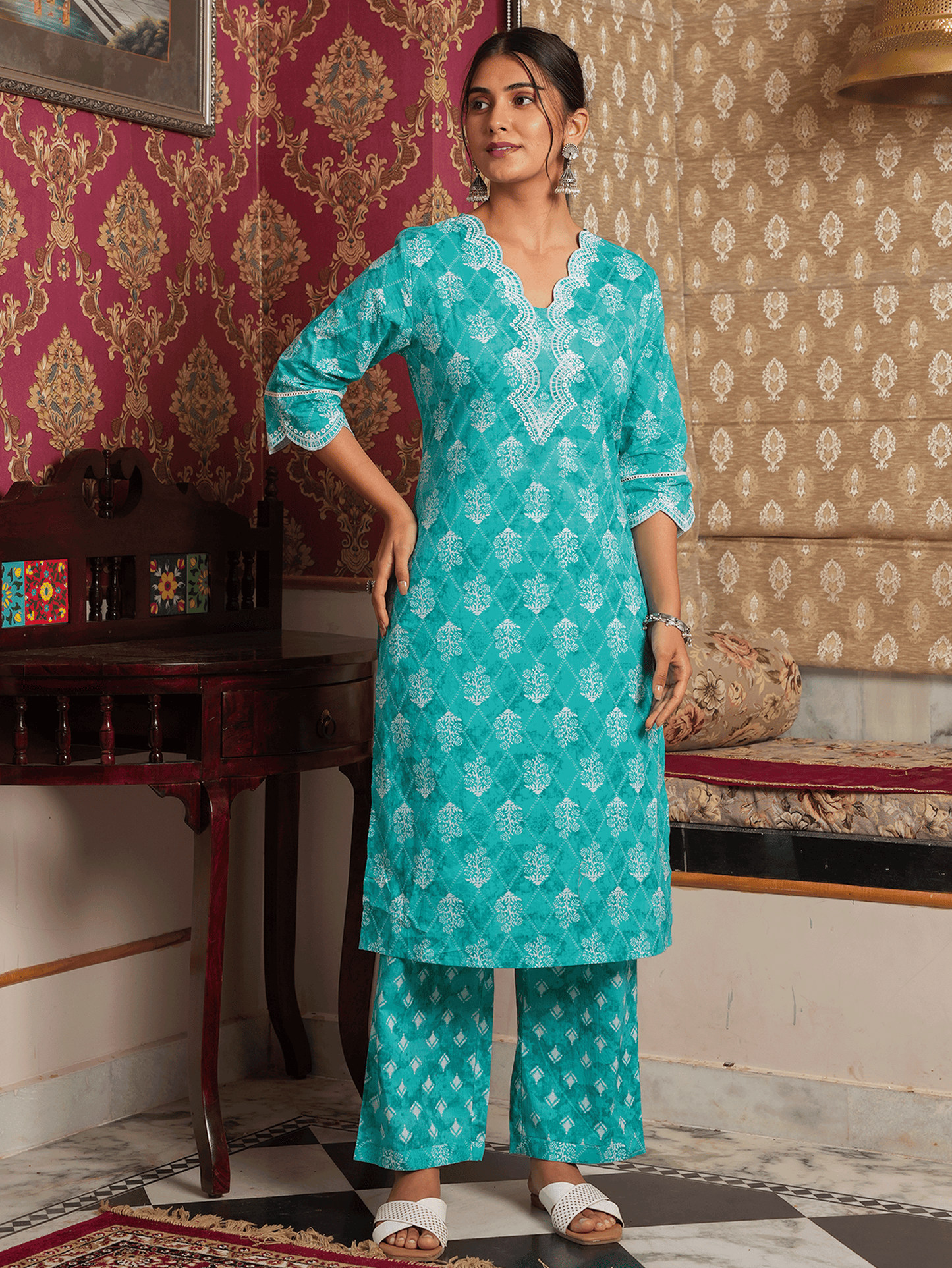 Soft Cotton Geometric Kurta