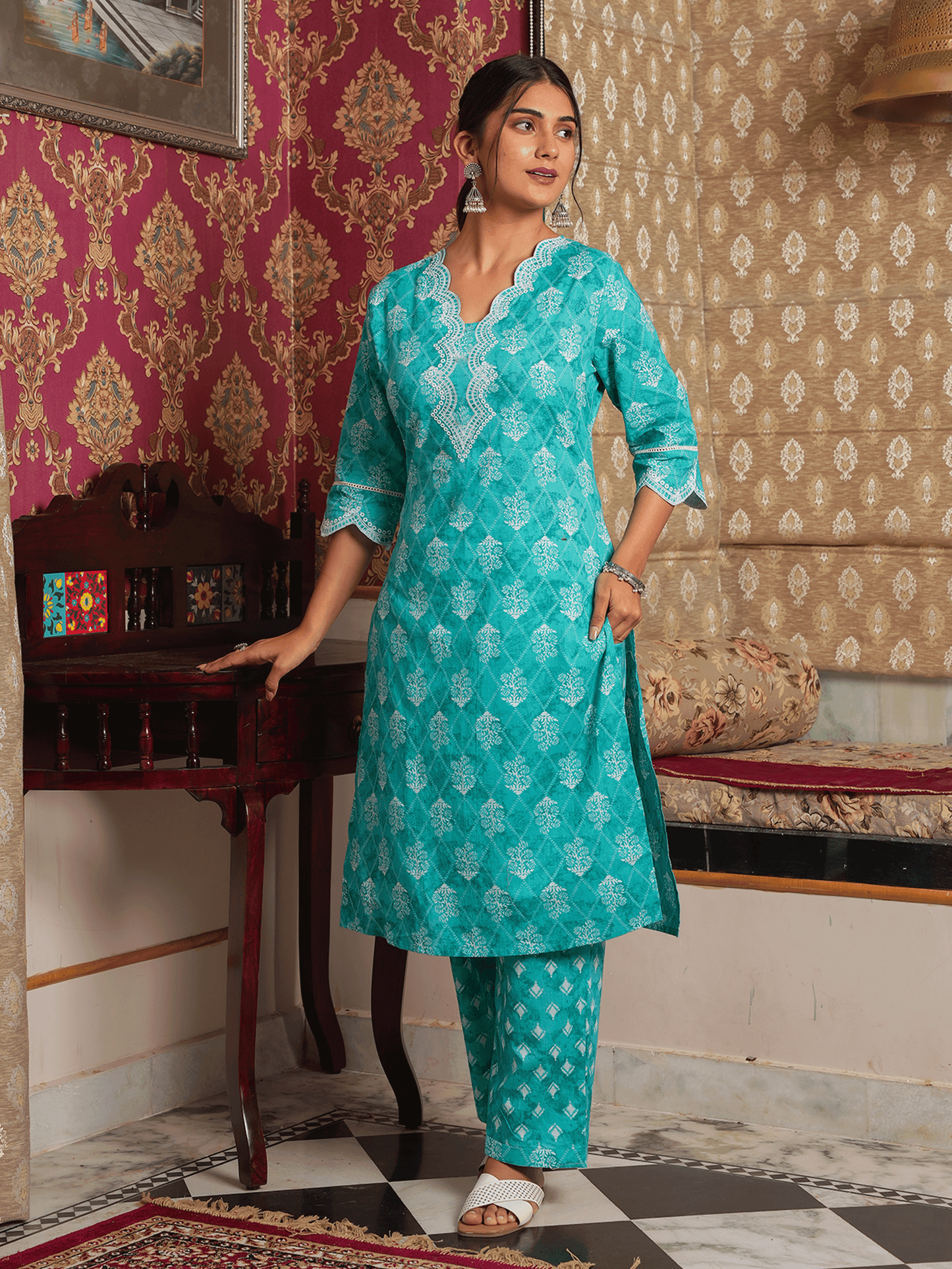 Soft Cotton Geometric Kurta