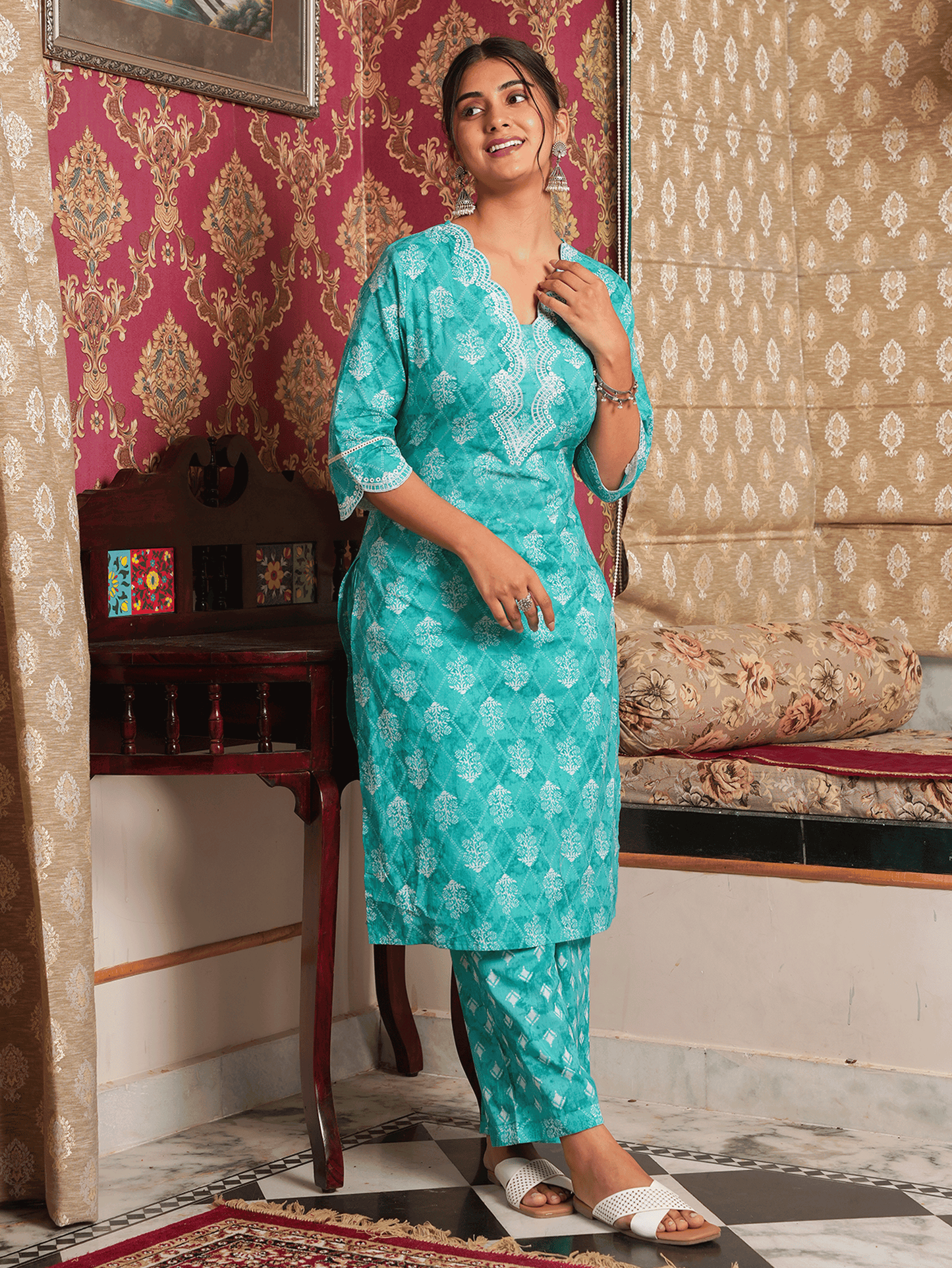 Soft Cotton Geometric Kurta