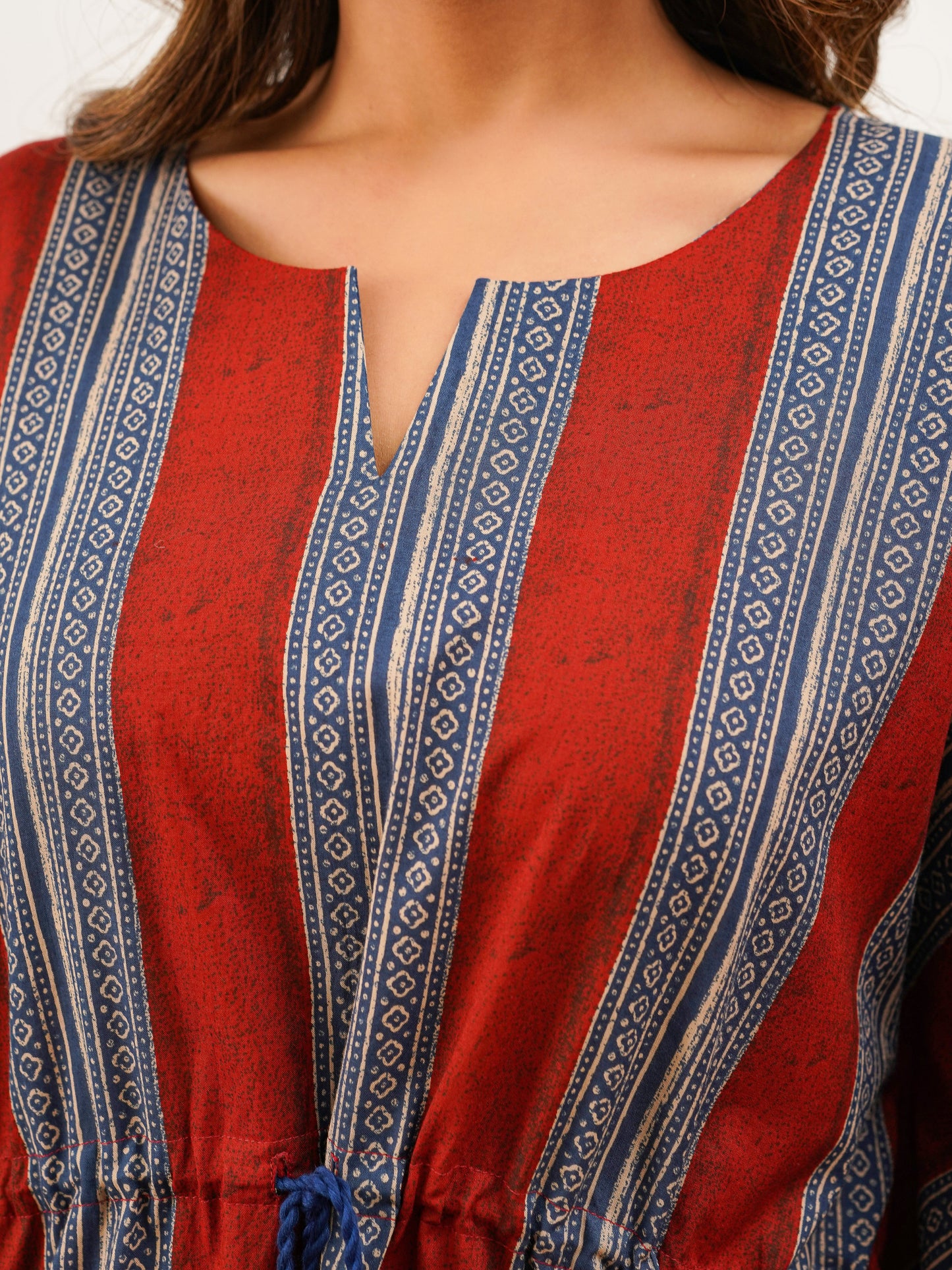 Soft Cotton Border print Kaftan Rust Nighty