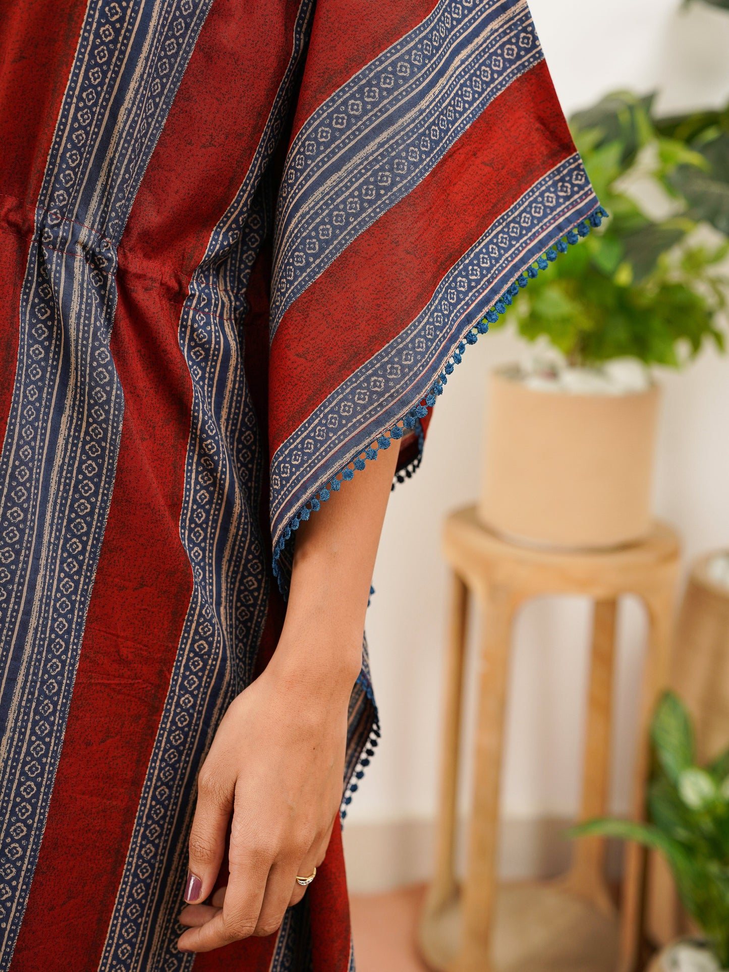 Soft Cotton Border print Kaftan Rust Nighty