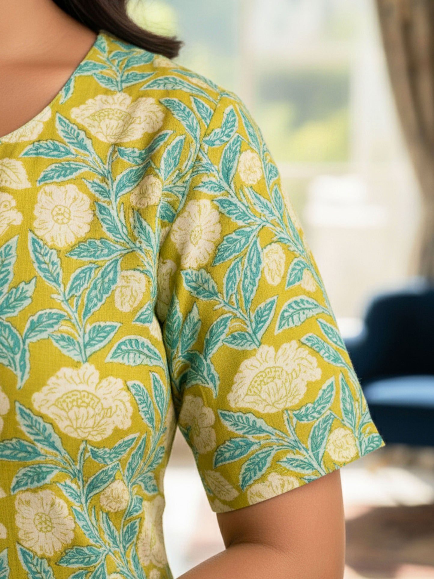 Soft Cotton Floral Yellow Nighty