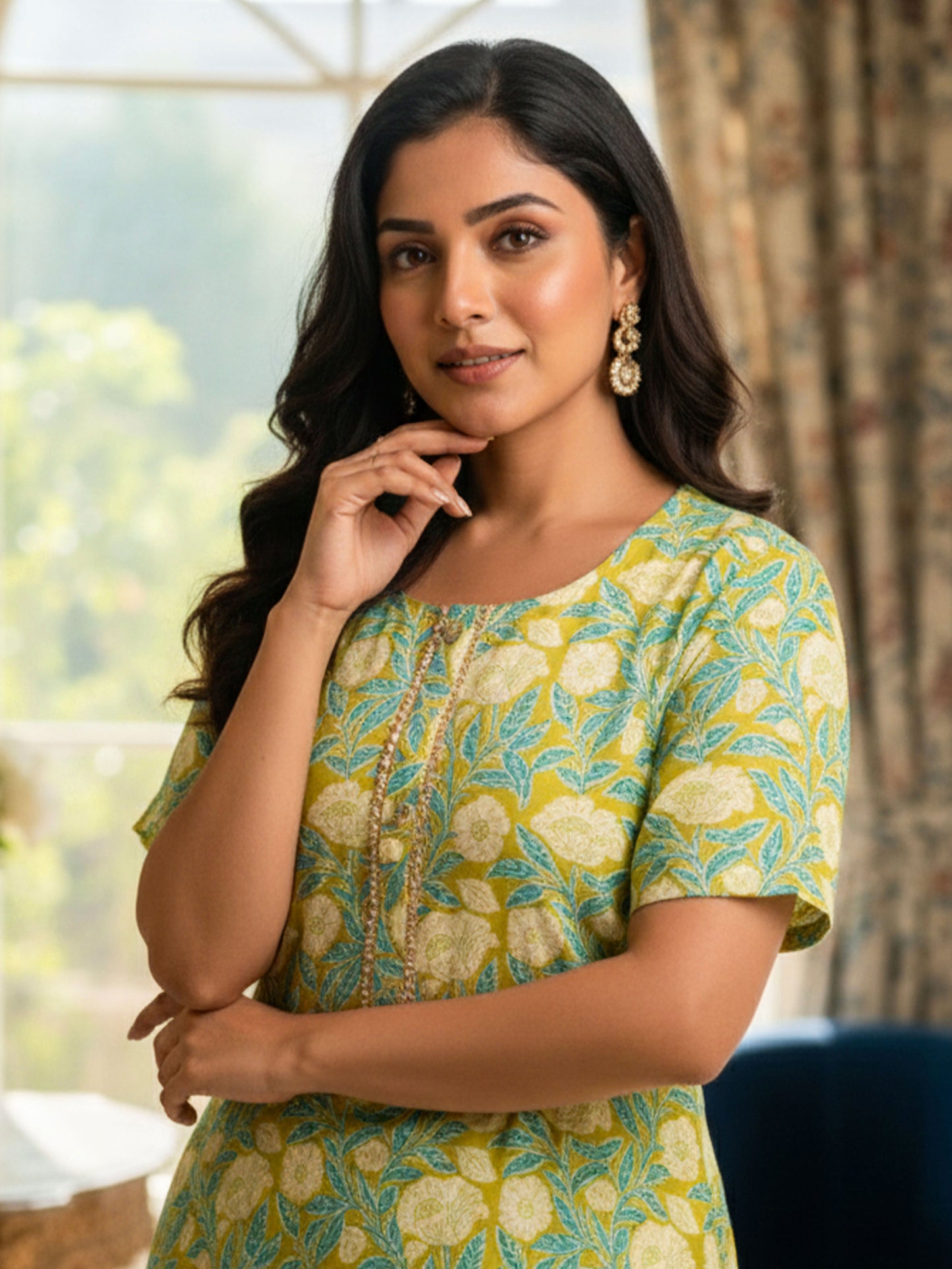 Soft Cotton Floral Yellow Nighty