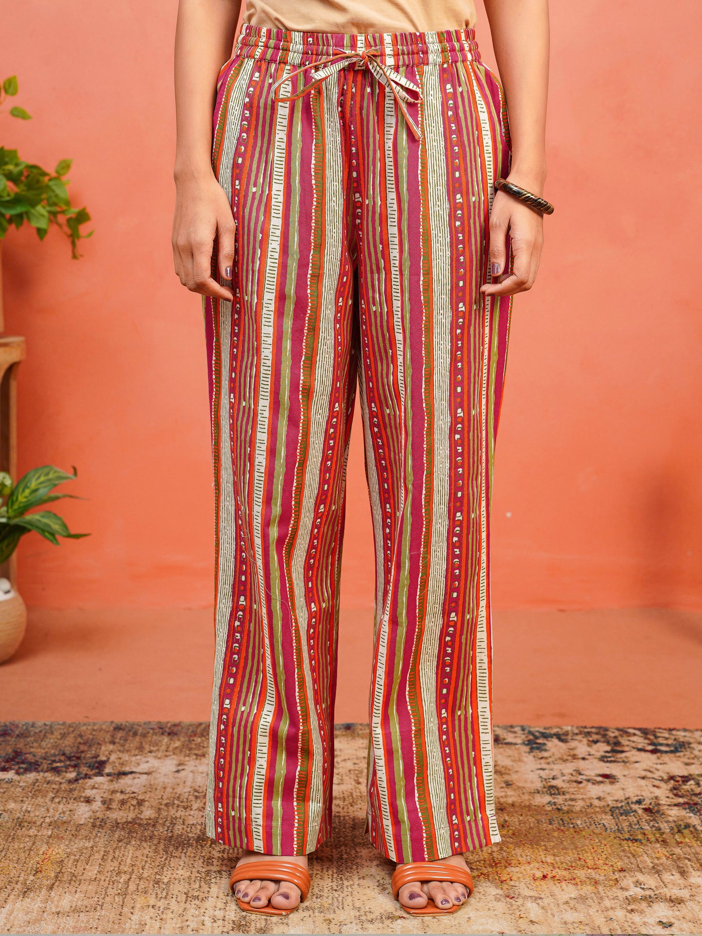 Linen Cotton Striped Straight Multicolor Tunic