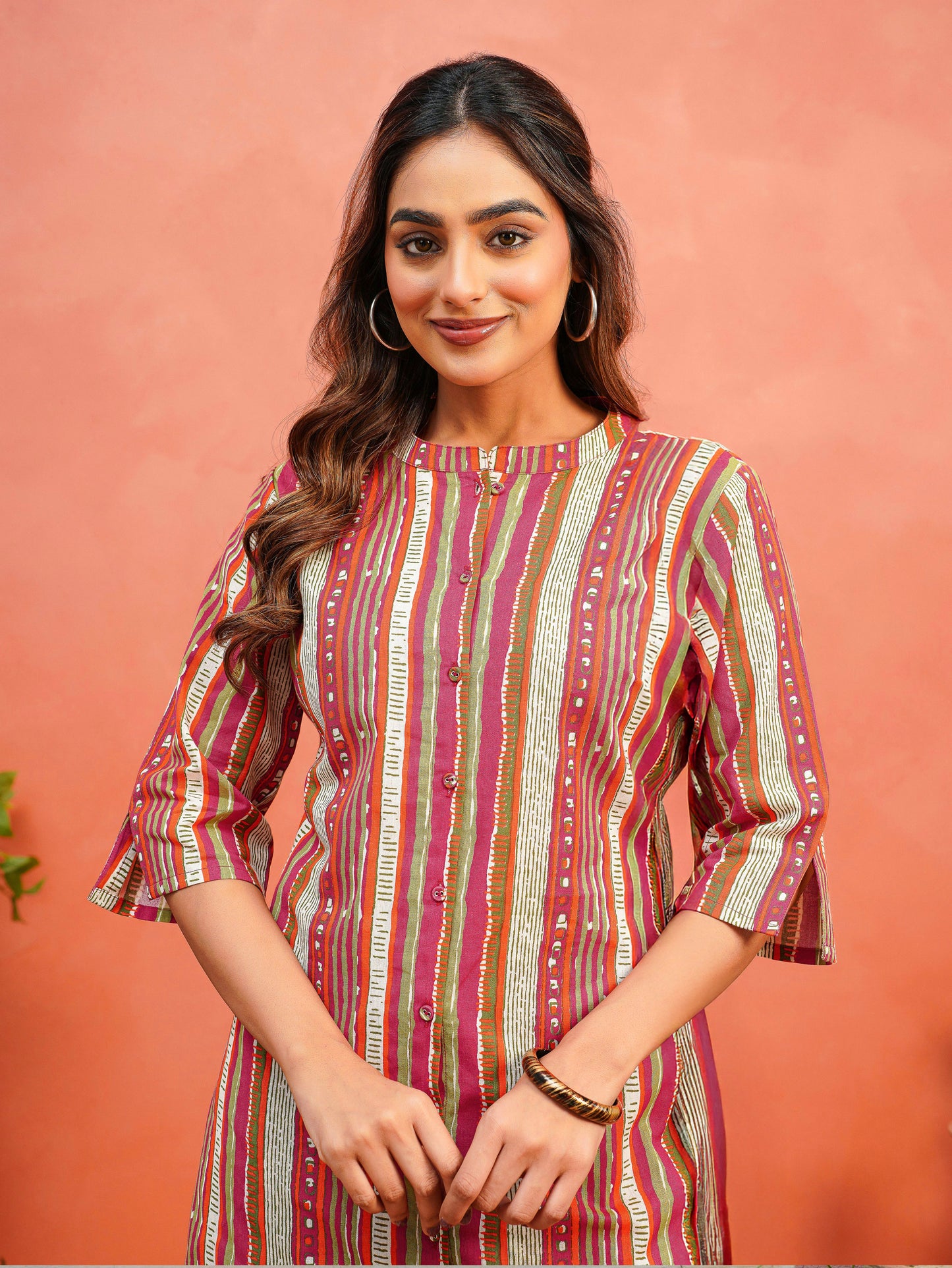 Linen Cotton Striped Straight Multicolor Tunic