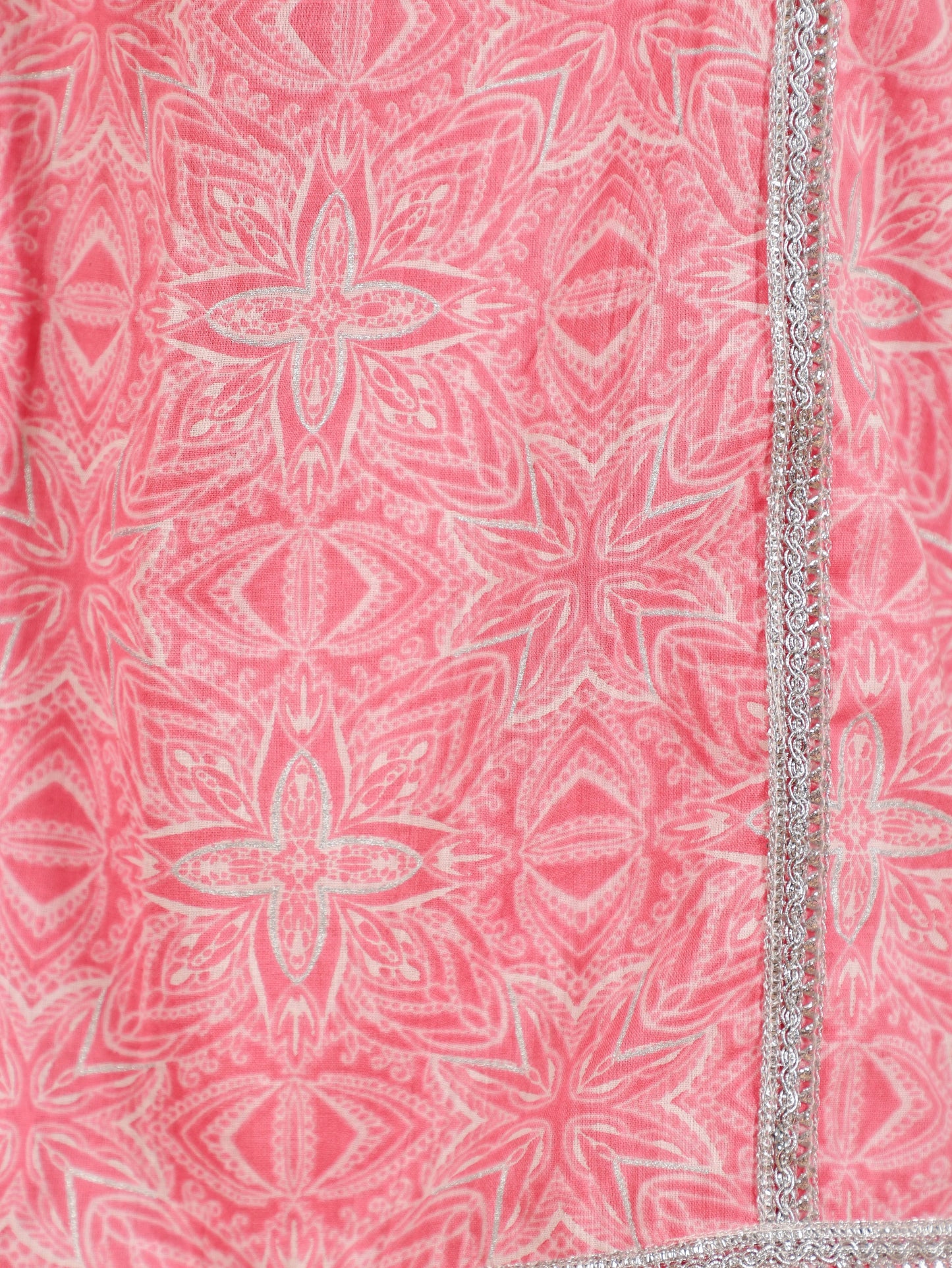 Soft Cotton Geometric Straight Pink Kurta