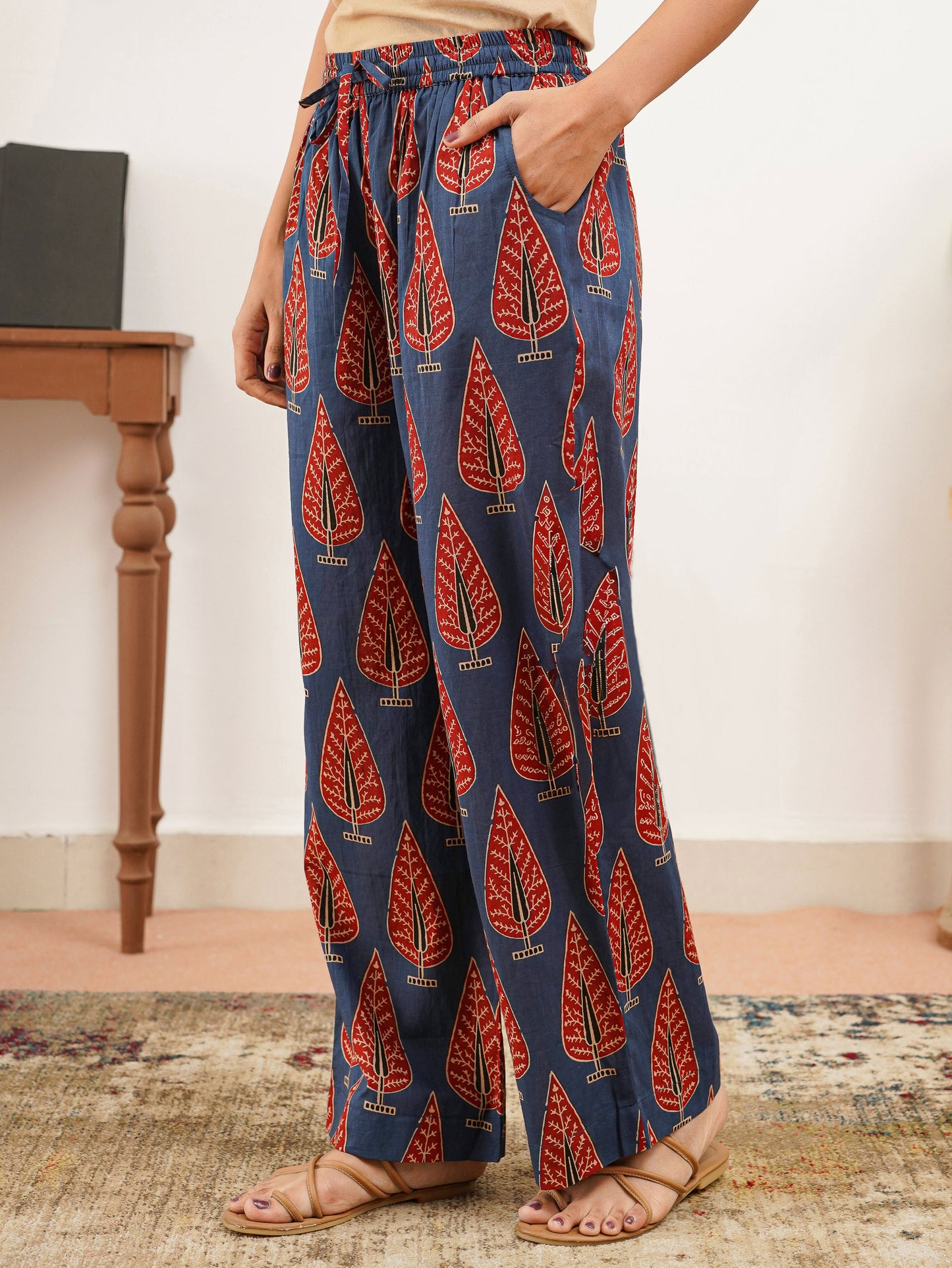 Soft Cotton Butta Blue Pyjama