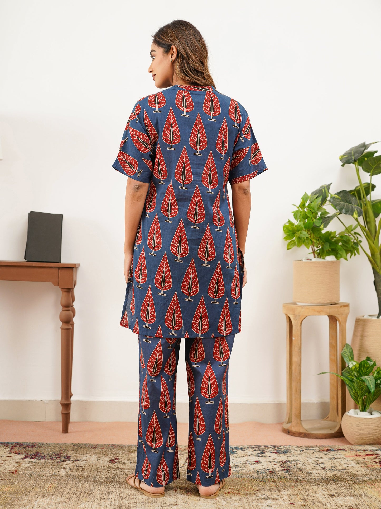 Soft Cotton Butta Straight Blue Top