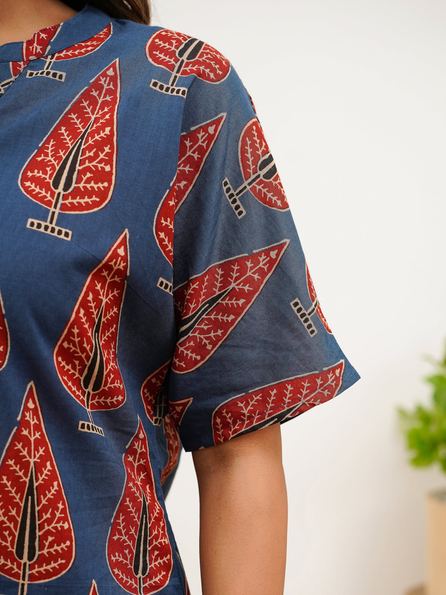 Soft Cotton Butta Straight Blue Top