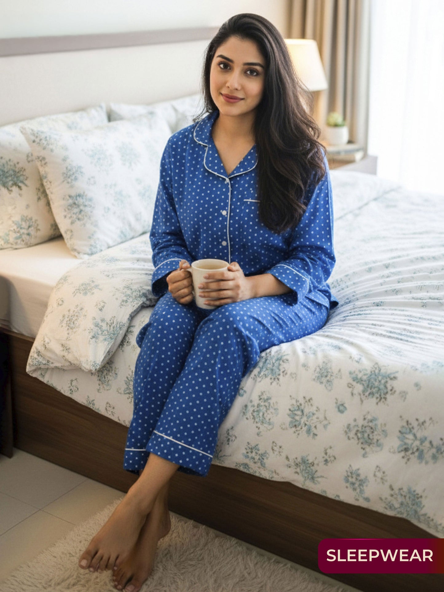 Soft Cotton Bandhani Straight Blue Tunic