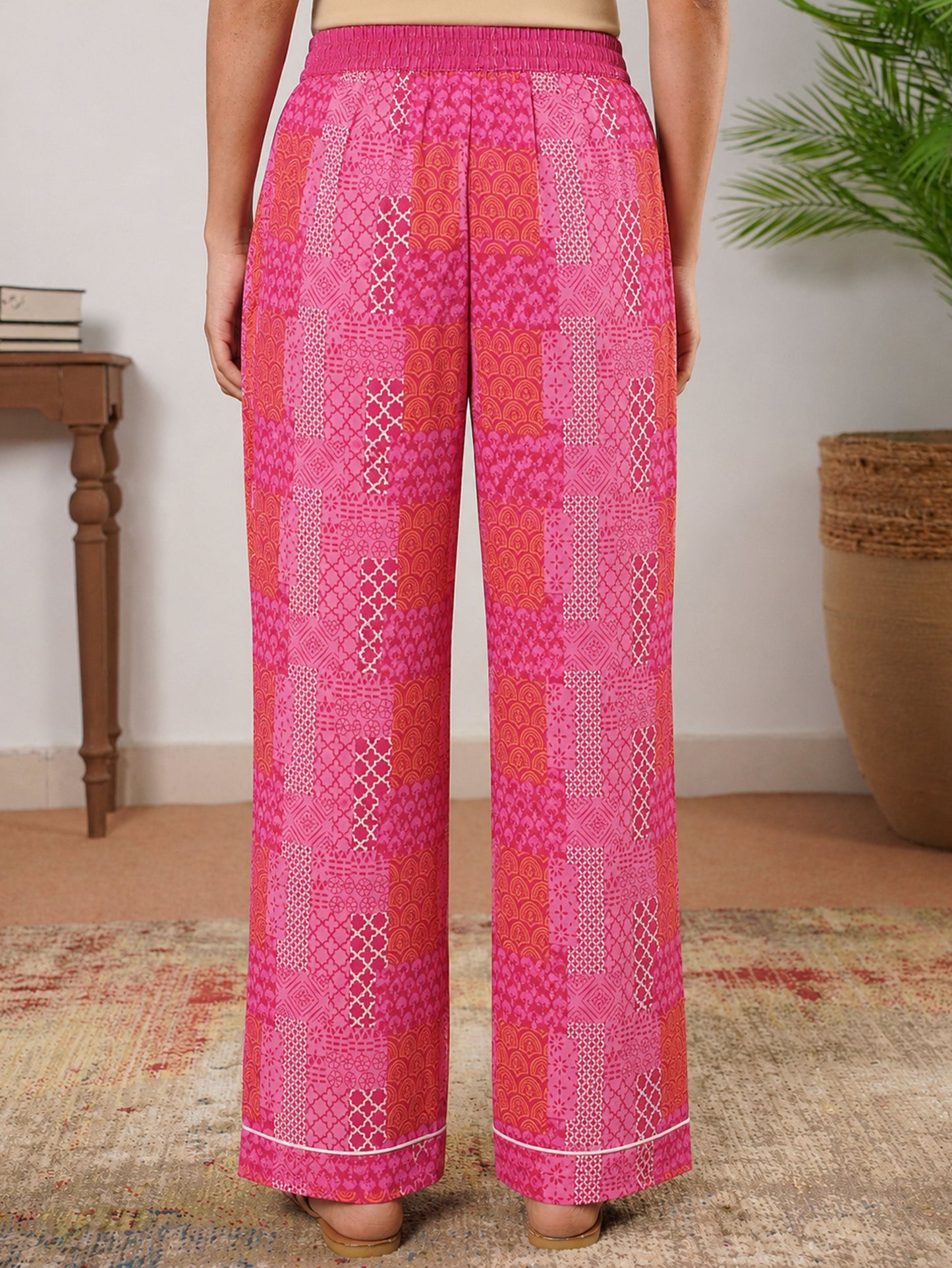 Soft Cotton Colorblock Straight Pink Top