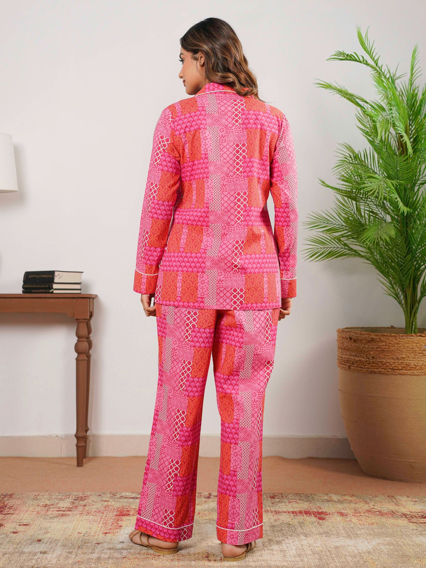 Soft Cotton Colorblock Straight Pink Top