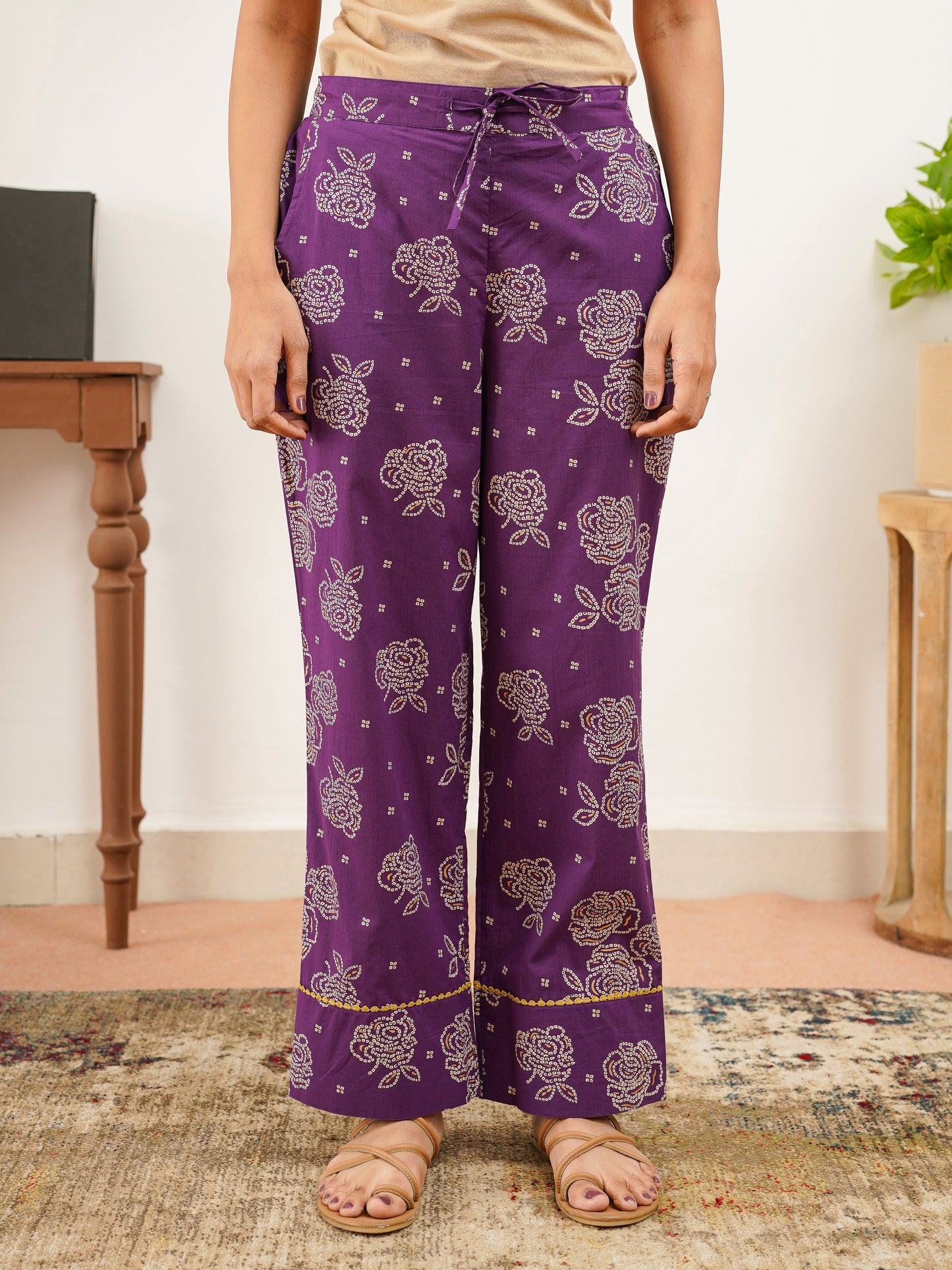 Soft Cotton Floral Purple Pyjama