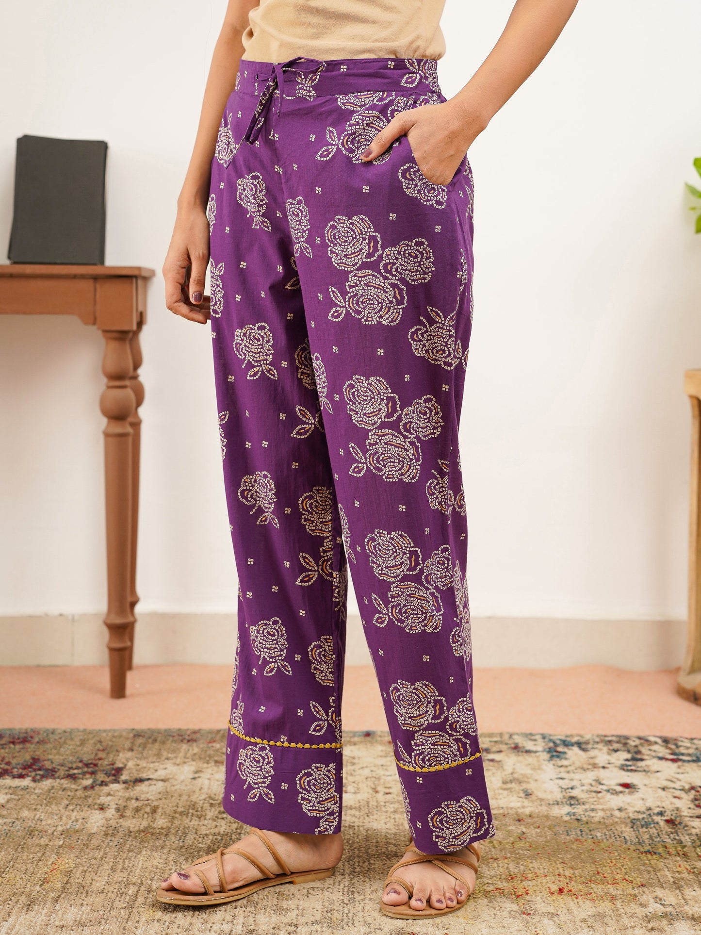 Soft Cotton Floral Purple Pyjama