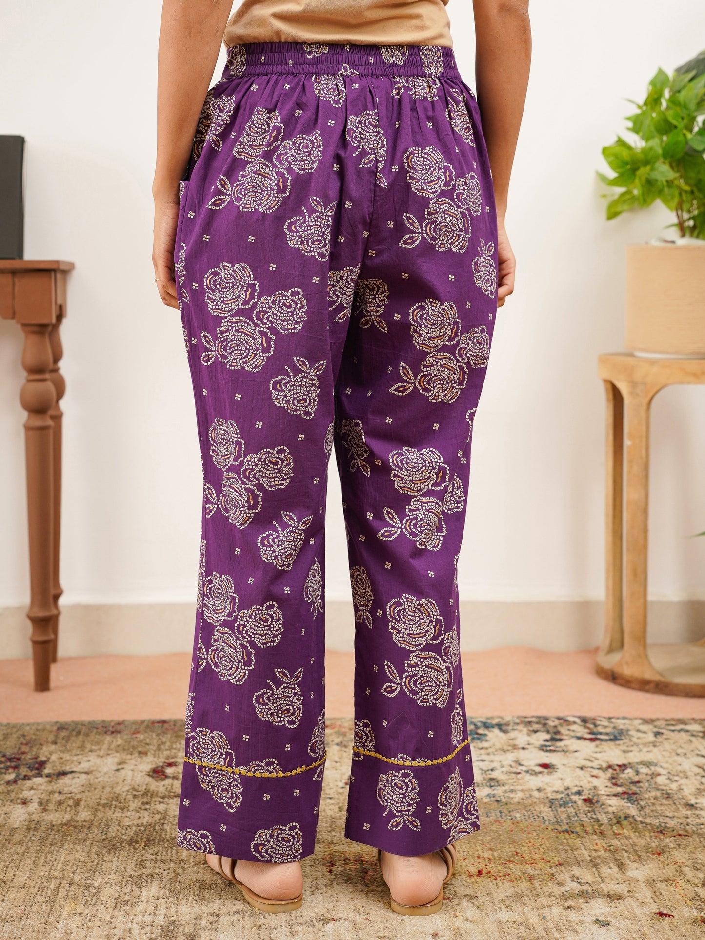Soft Cotton Floral Purple Pyjama