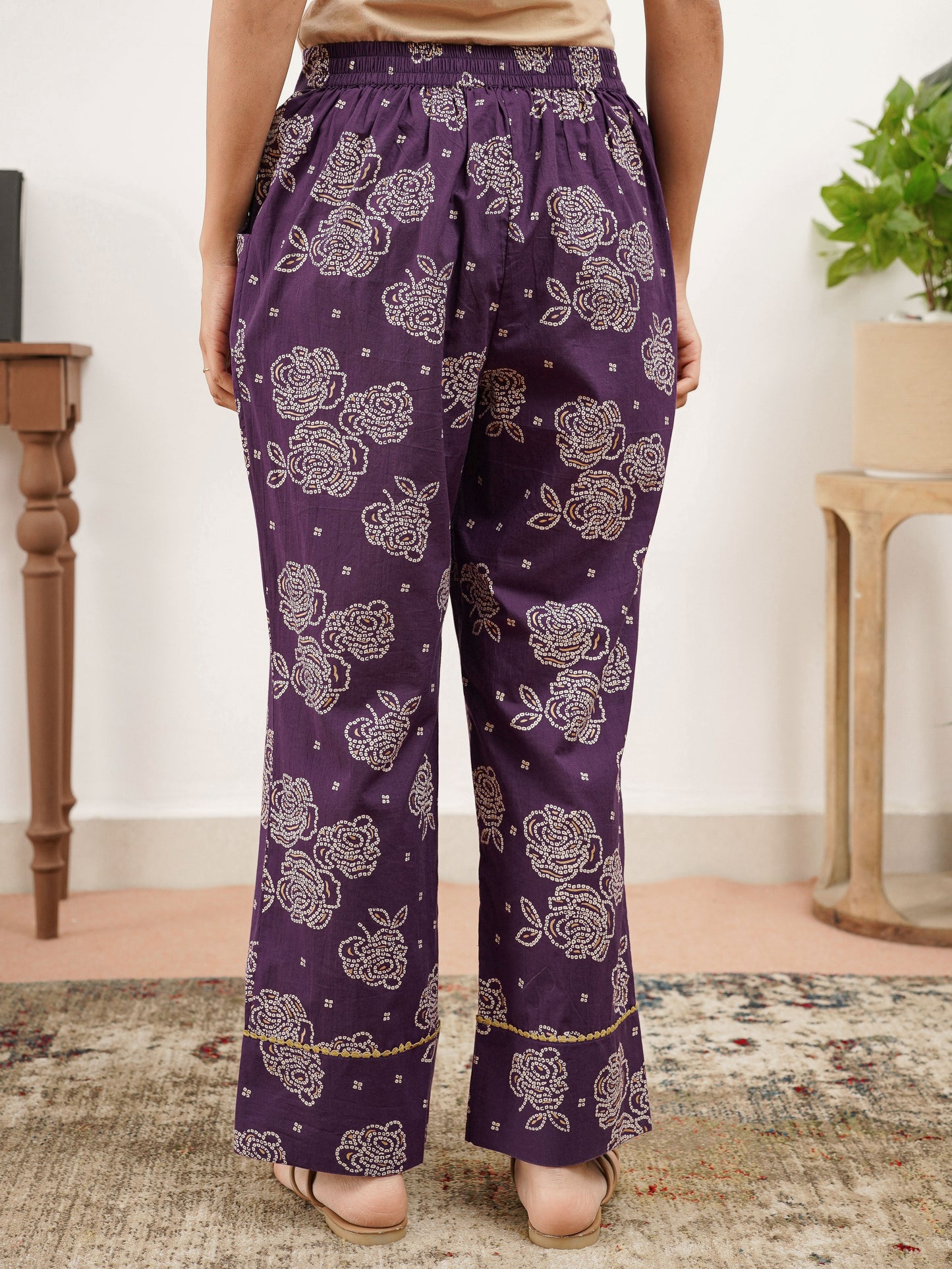 Soft Cotton Floral Straight Purple Tunic