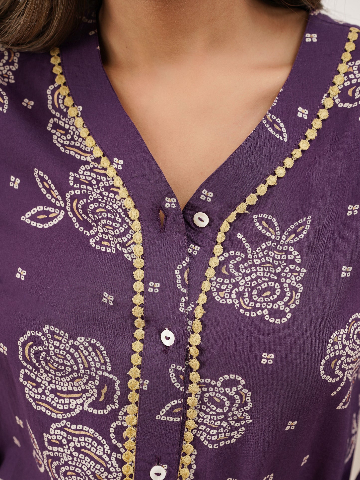 Soft Cotton Floral Straight Purple Tunic