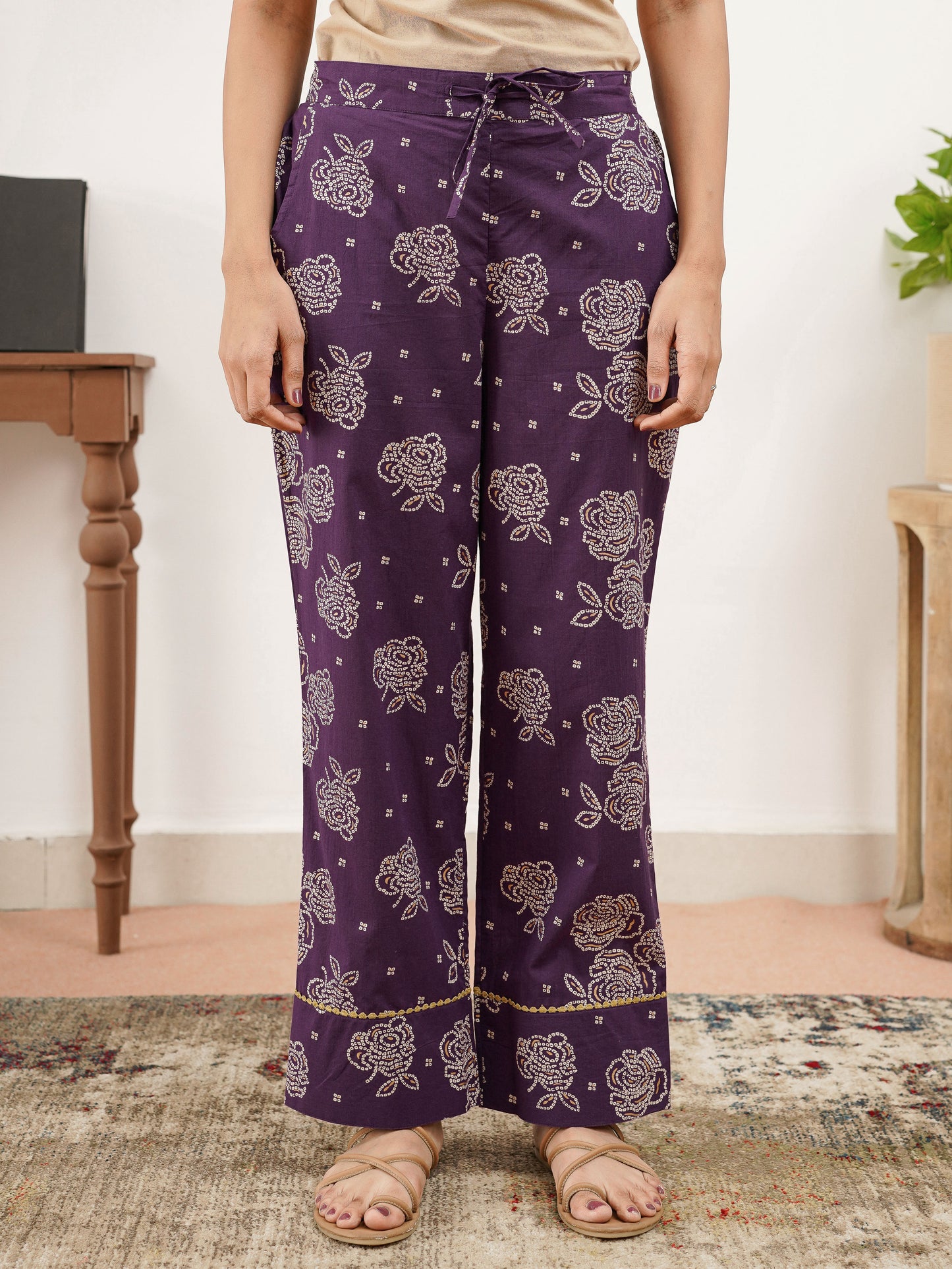 Soft Cotton Floral Straight Purple Tunic