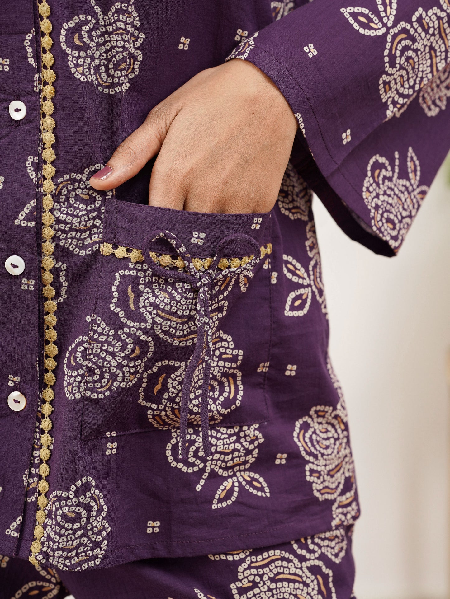 Soft Cotton Floral Straight Purple Tunic