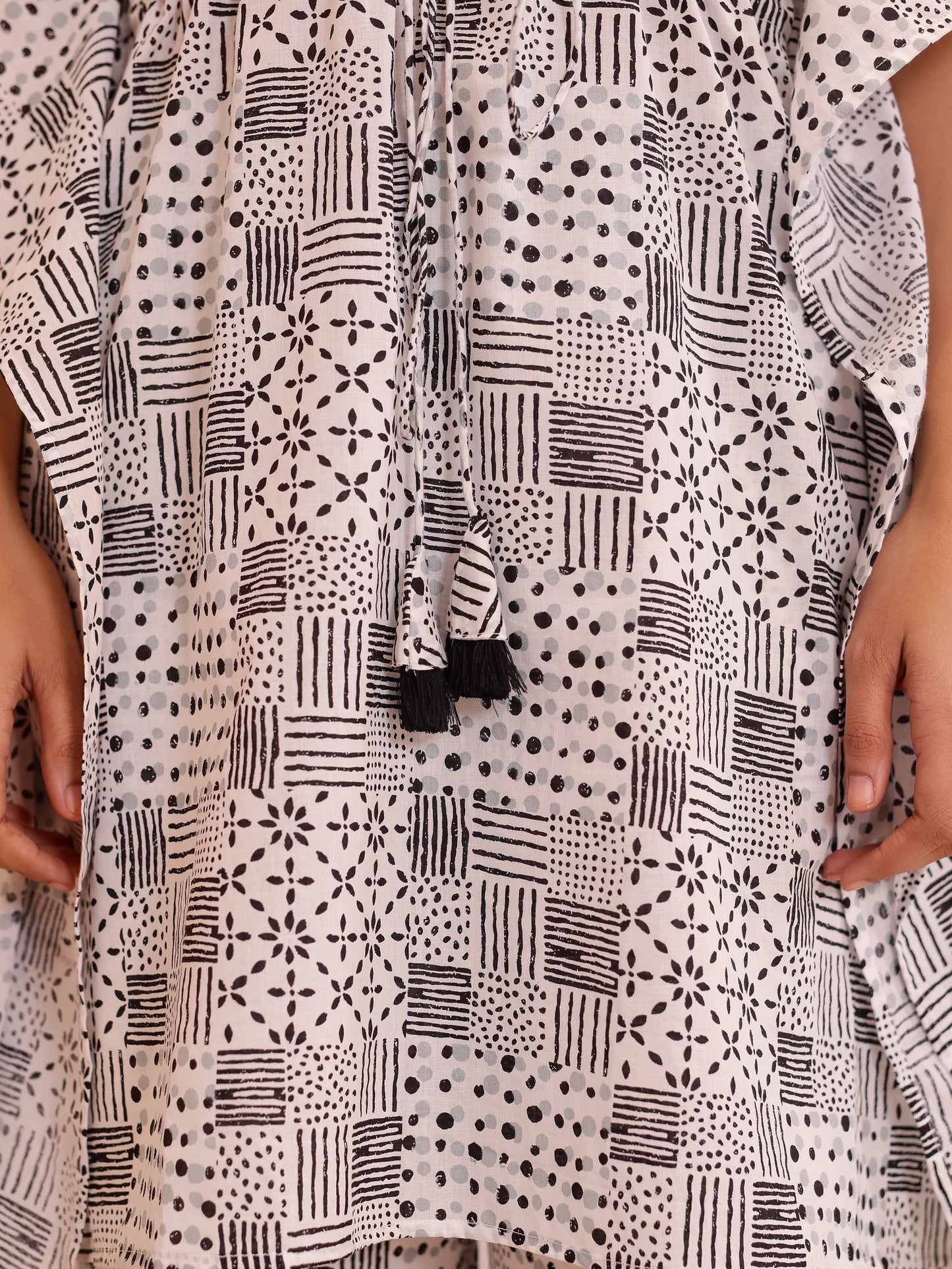 Soft Cotton Patchwork Kaftan White Kurta