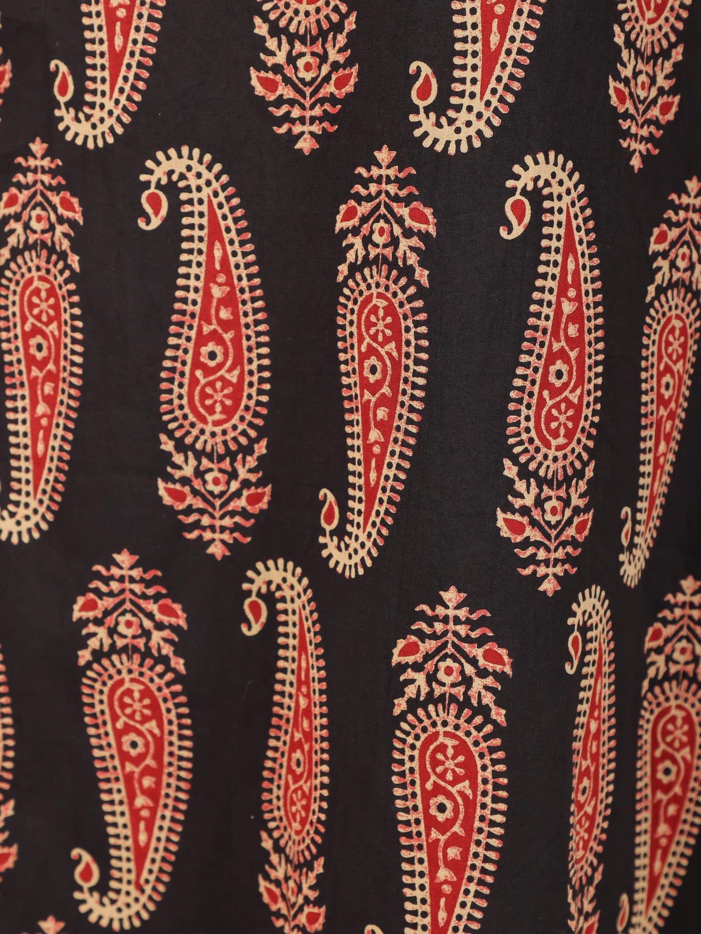 Soft Cotton Paisley Straight Black Kurta