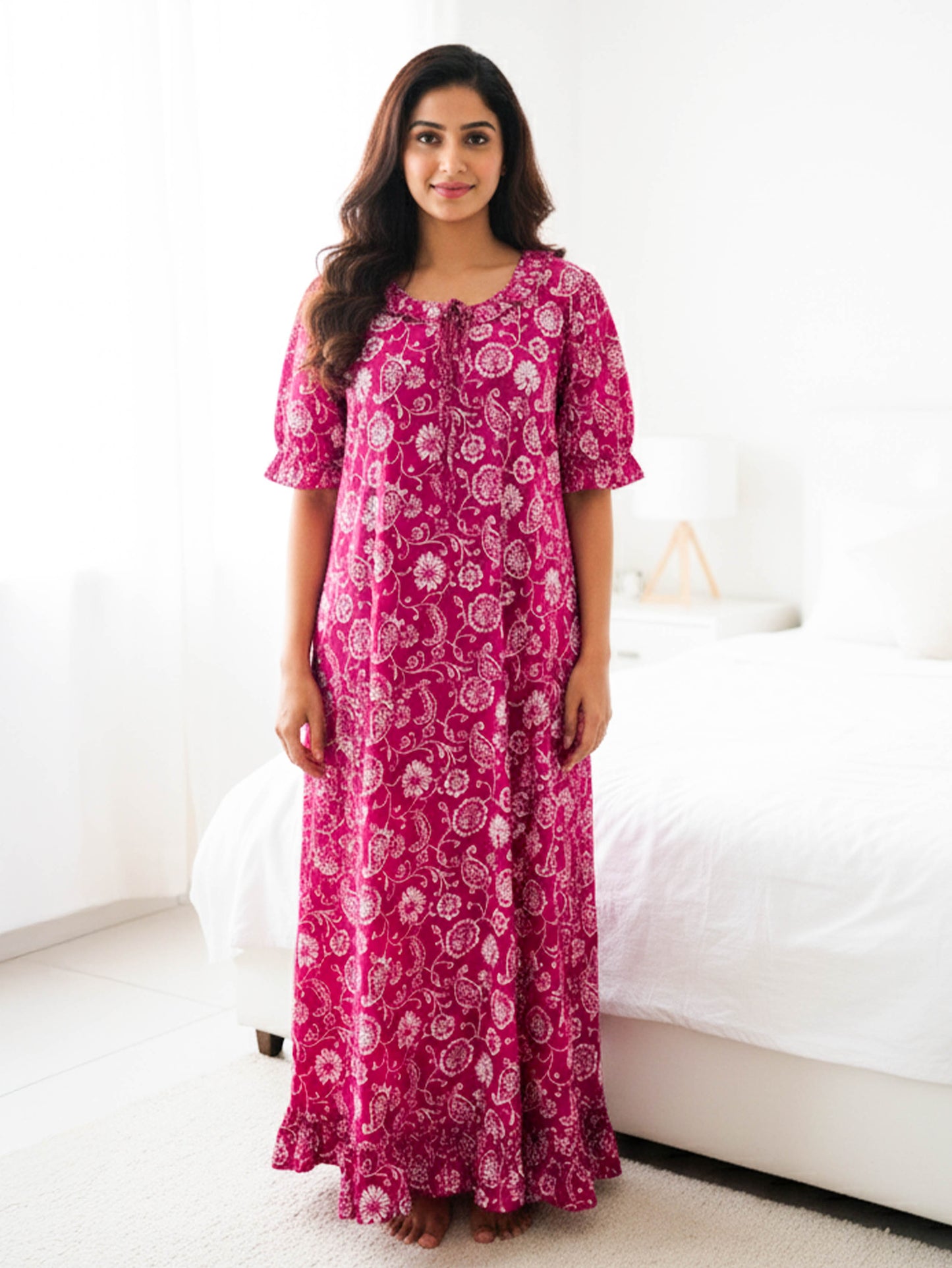 Soft Cotton Floral Pink Nighty